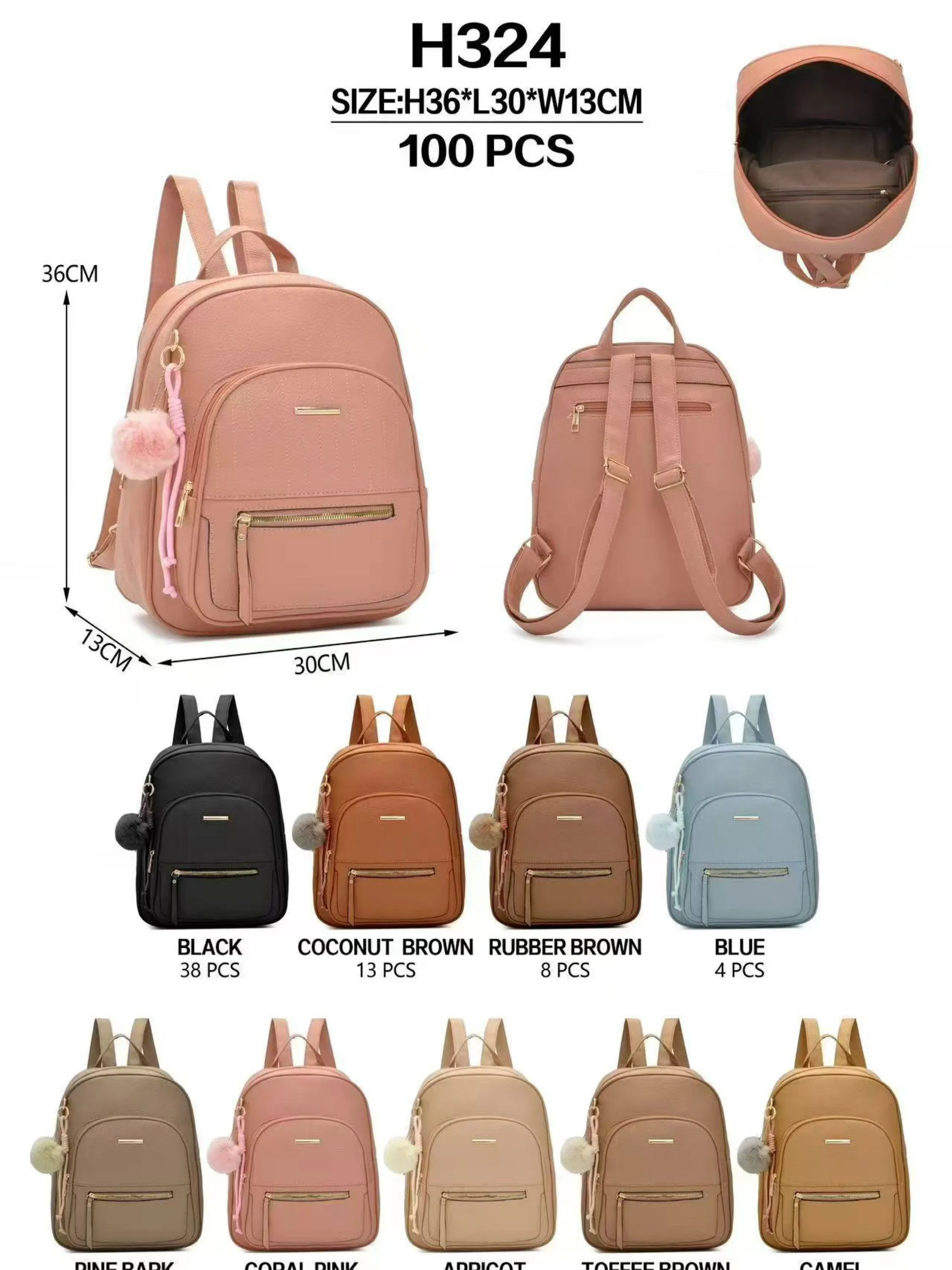 Mochila média com pompom H324