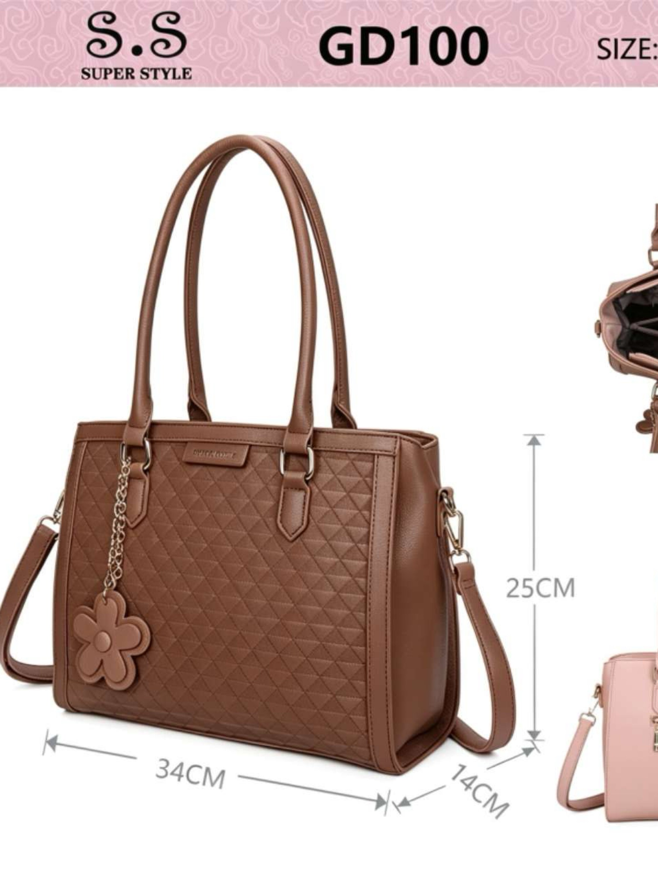Bolsa grande tem divisória por dentro e com chaveiro GD100
