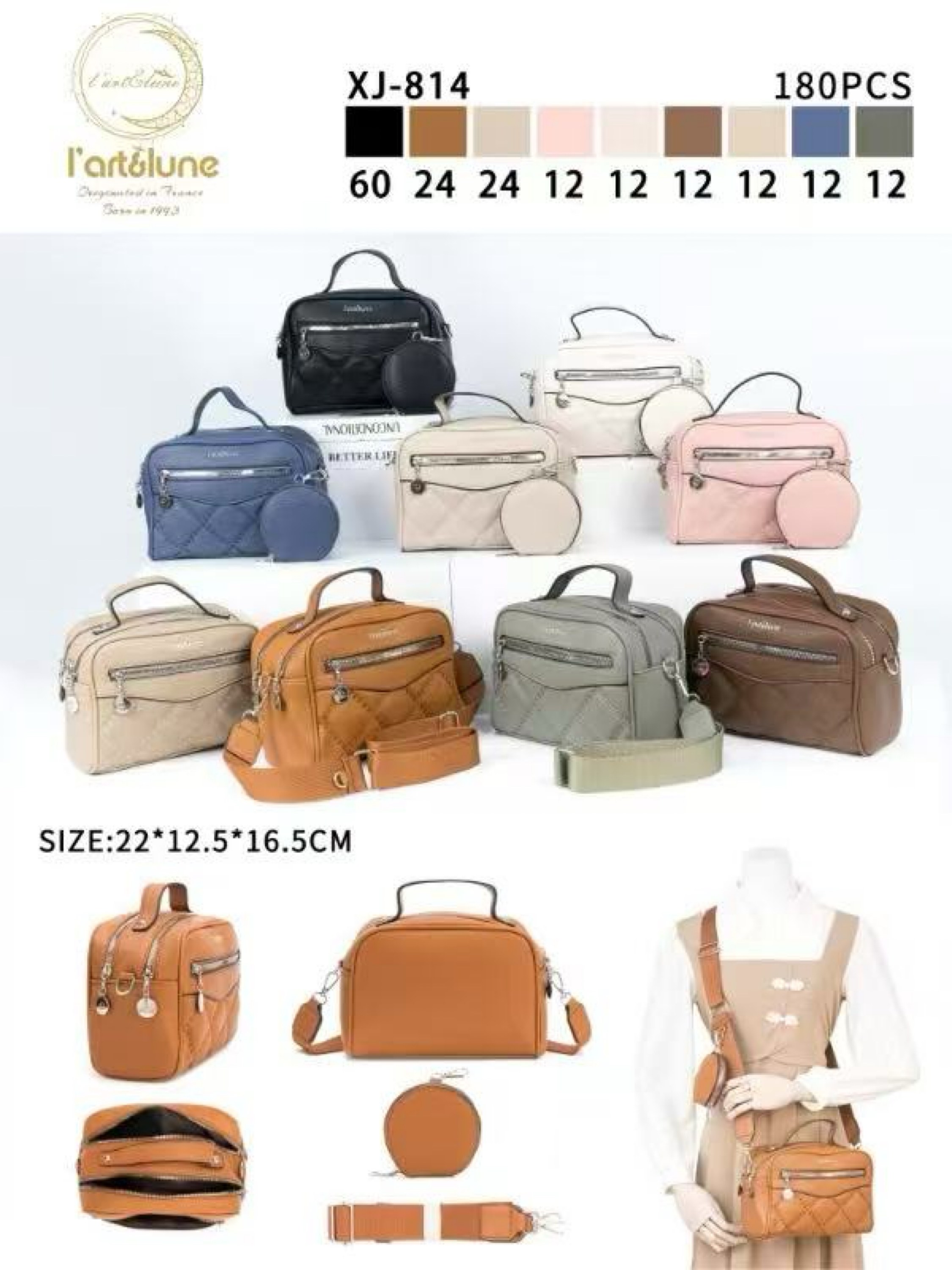 Bolsa transversal com mais espaço e com alça larga XJ-814