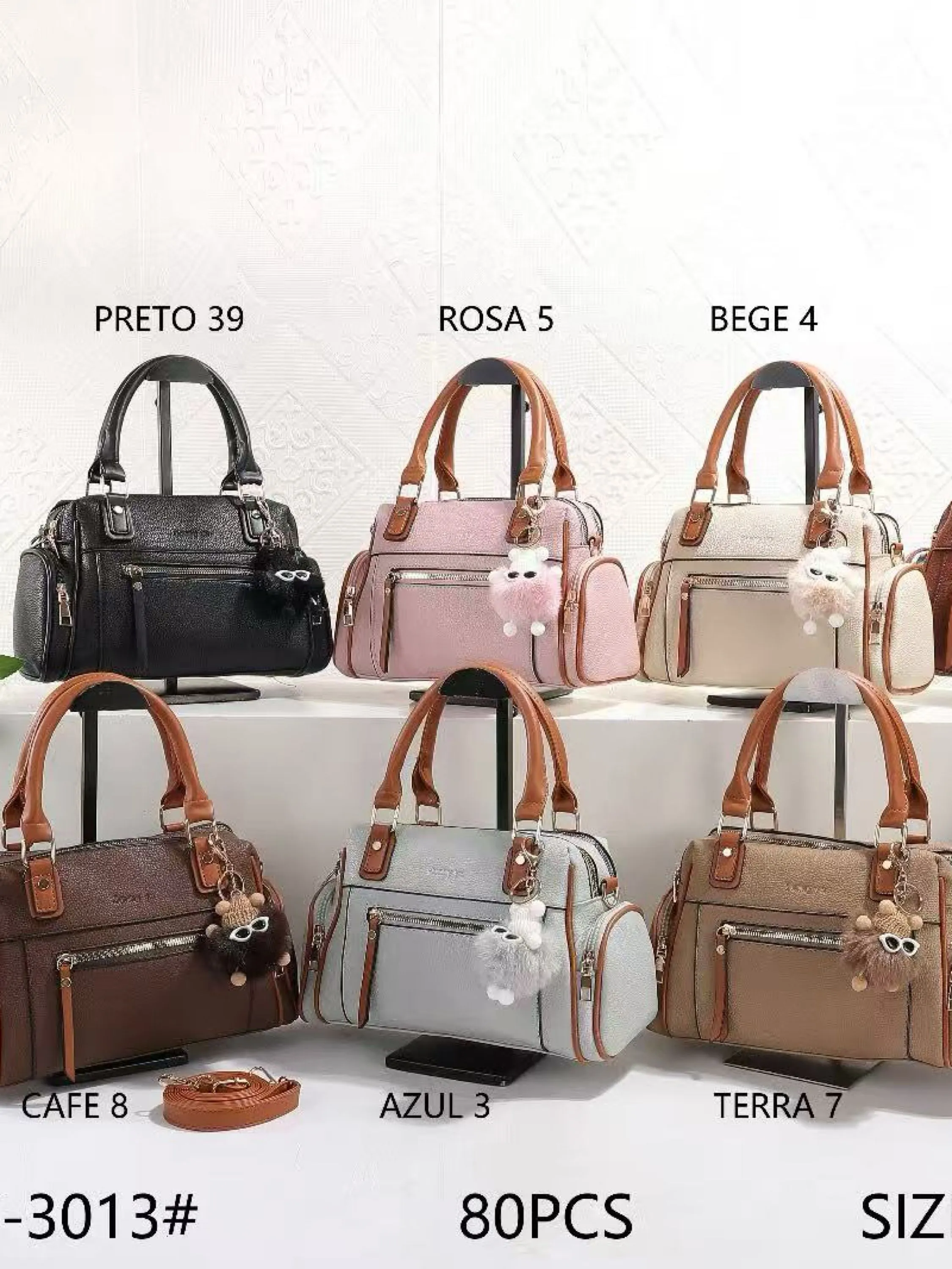 Bolsa média com dois zíper de cima e com chaveiro BY-3013#