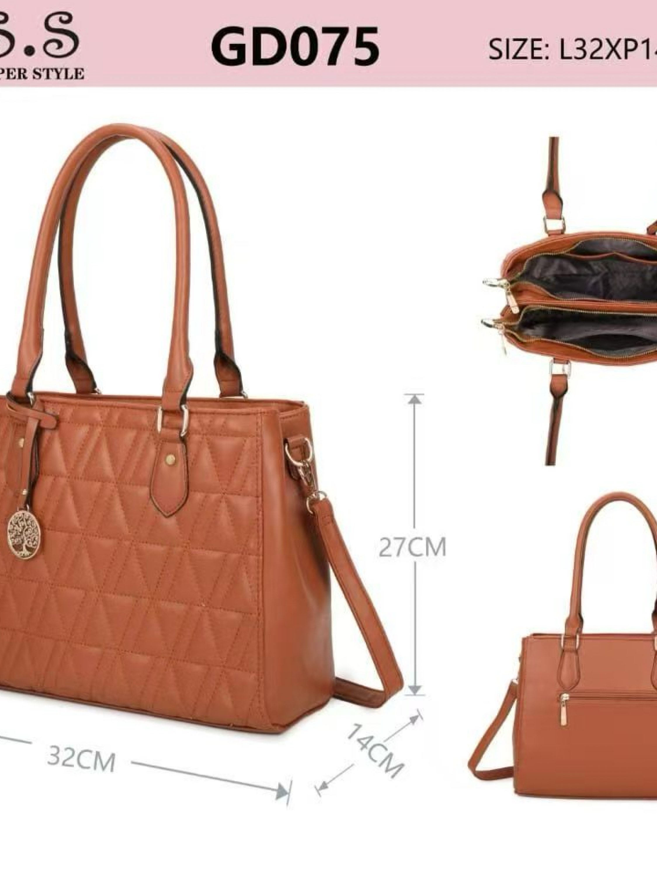 Bolsa grande com dois zíper de cima e com chaveiro GD075