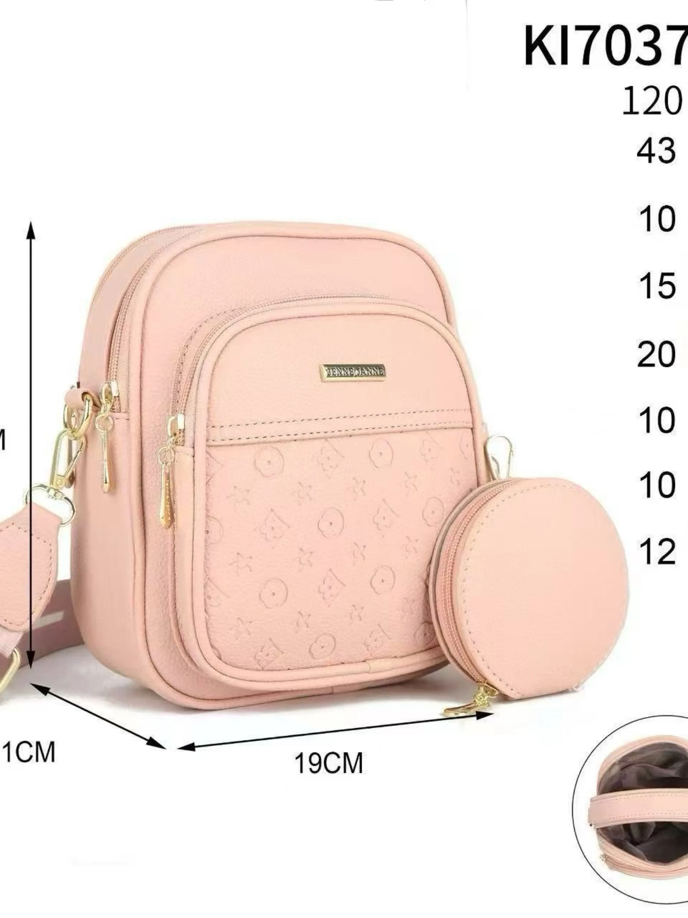 Bolsa transversal alça larga com chaveiro KI70379#
