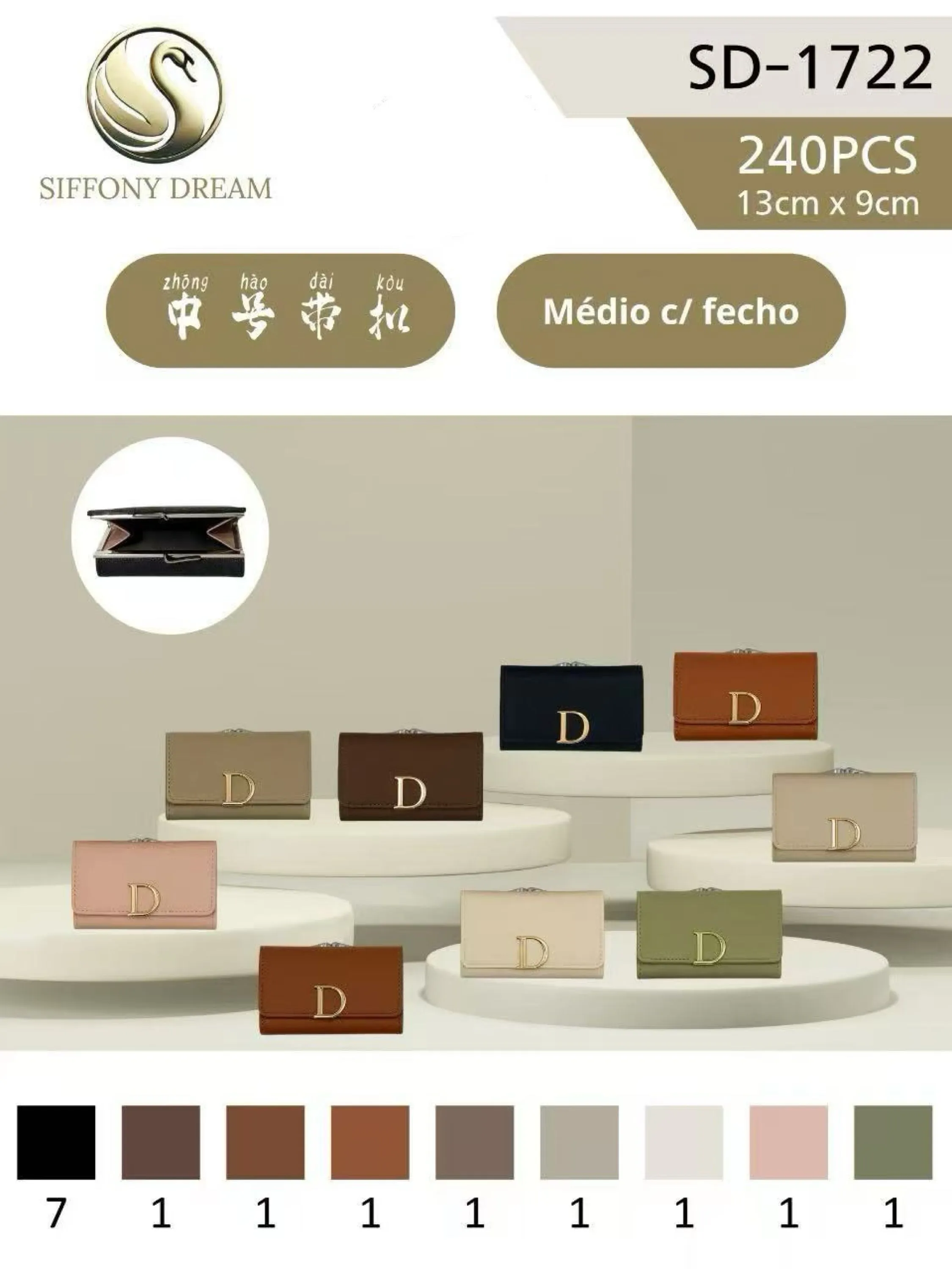 Carteira média com mais espaço SD-1722