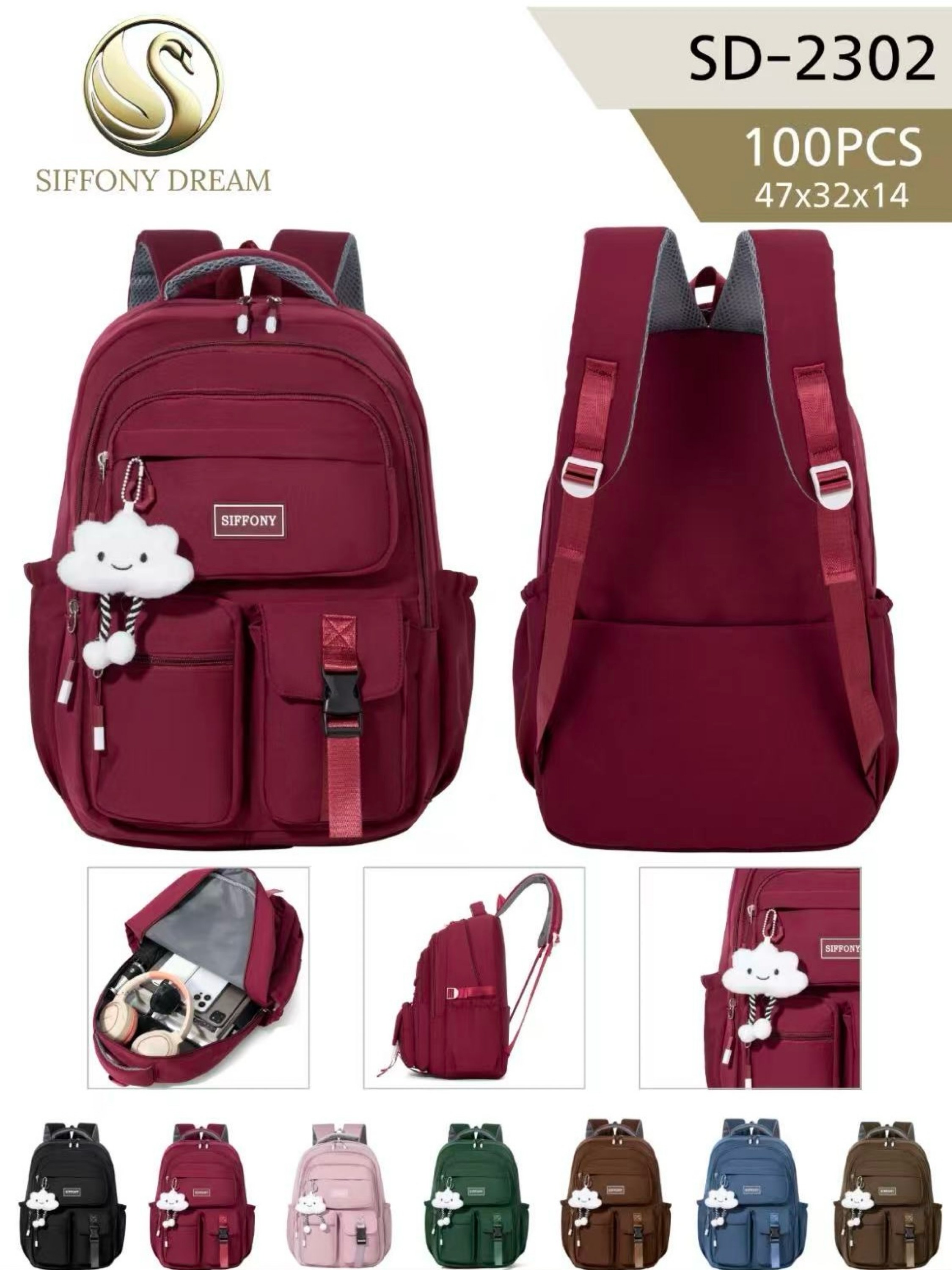 Mochila grande impermeável com Urso SD-2302