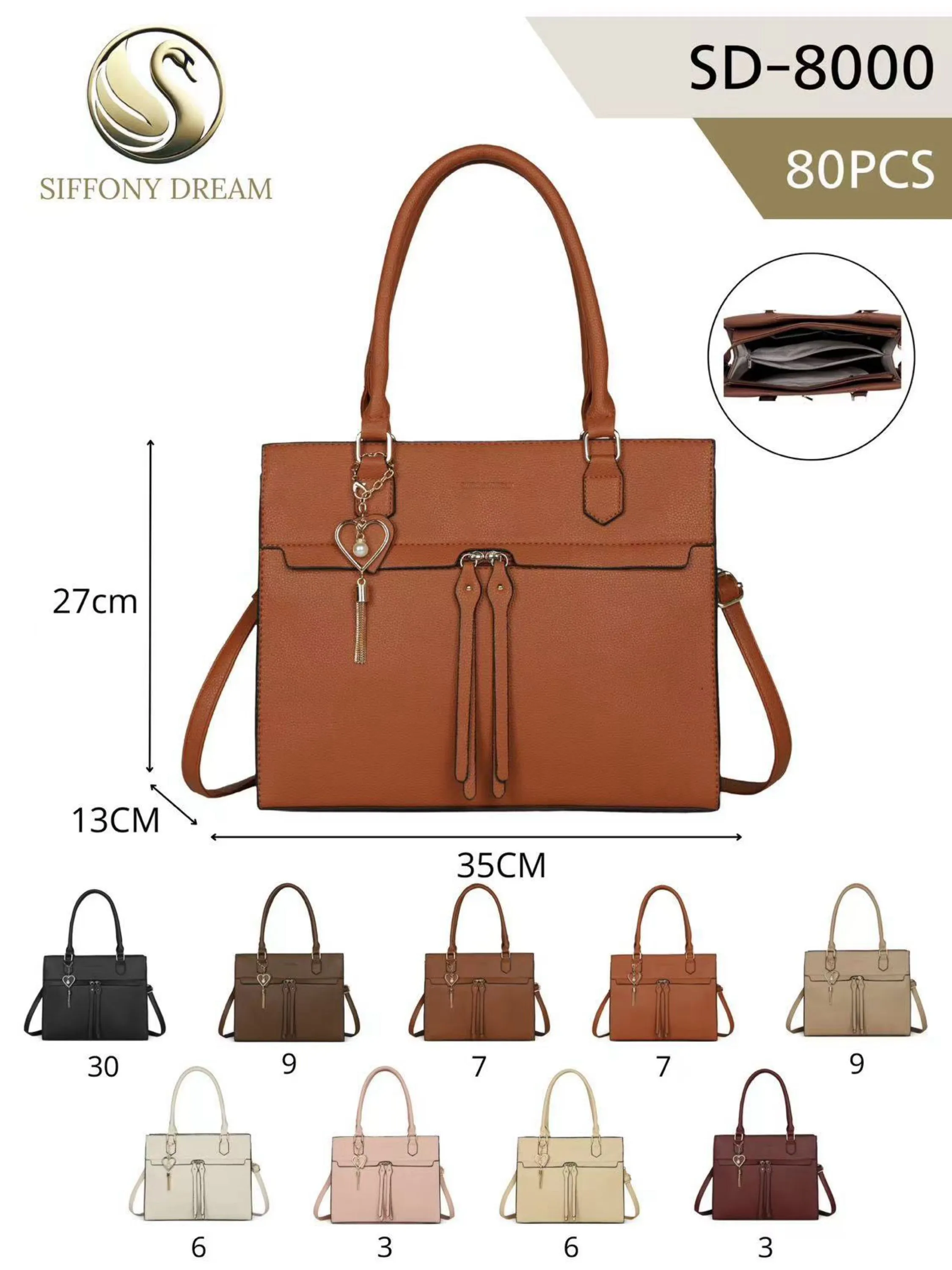Bolsa grande tem divisória por dentro com chaveiro SD-8000