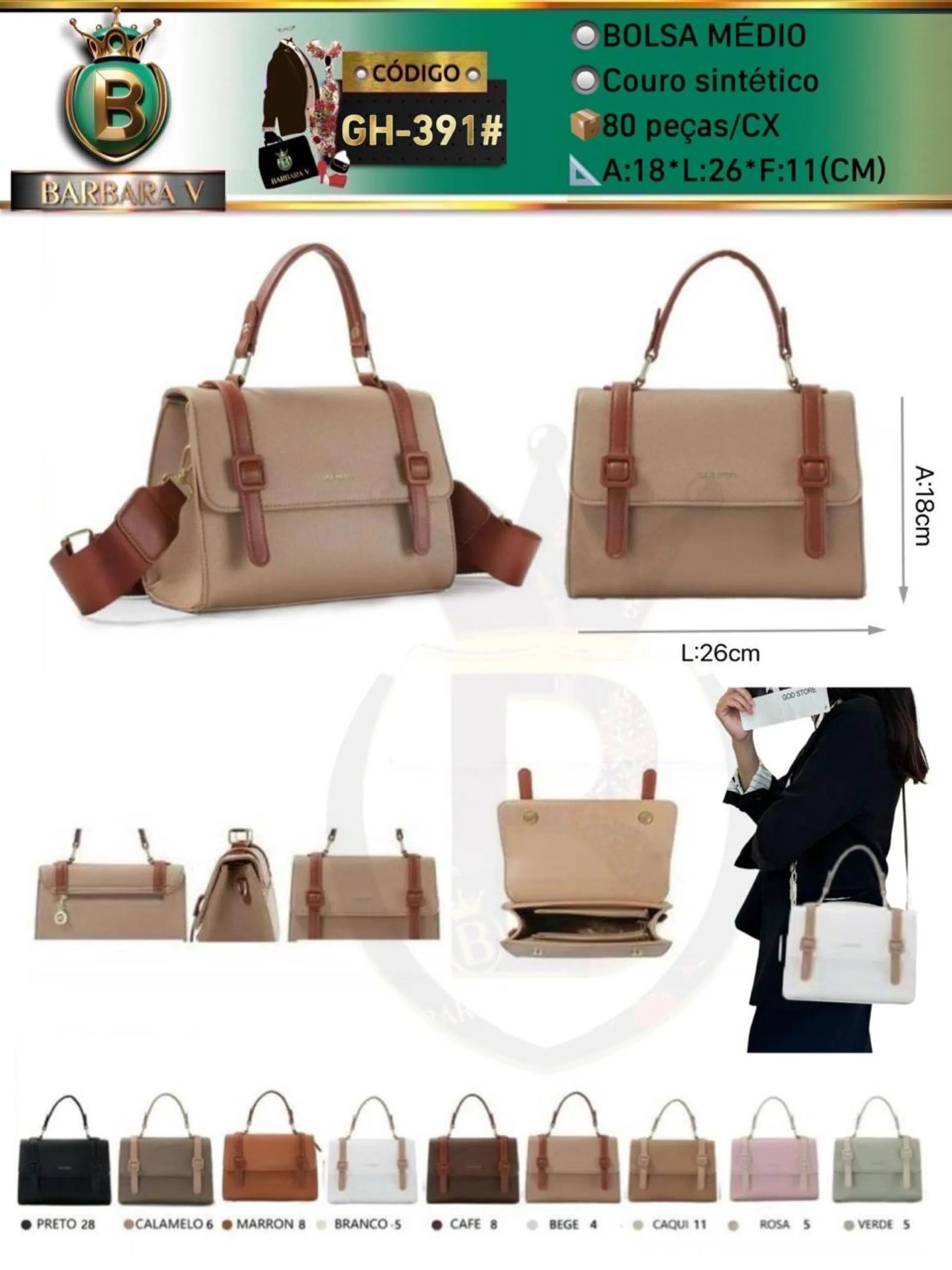 BARBARA V BOLSAS/Bolsa medio feminina (GH-391#)