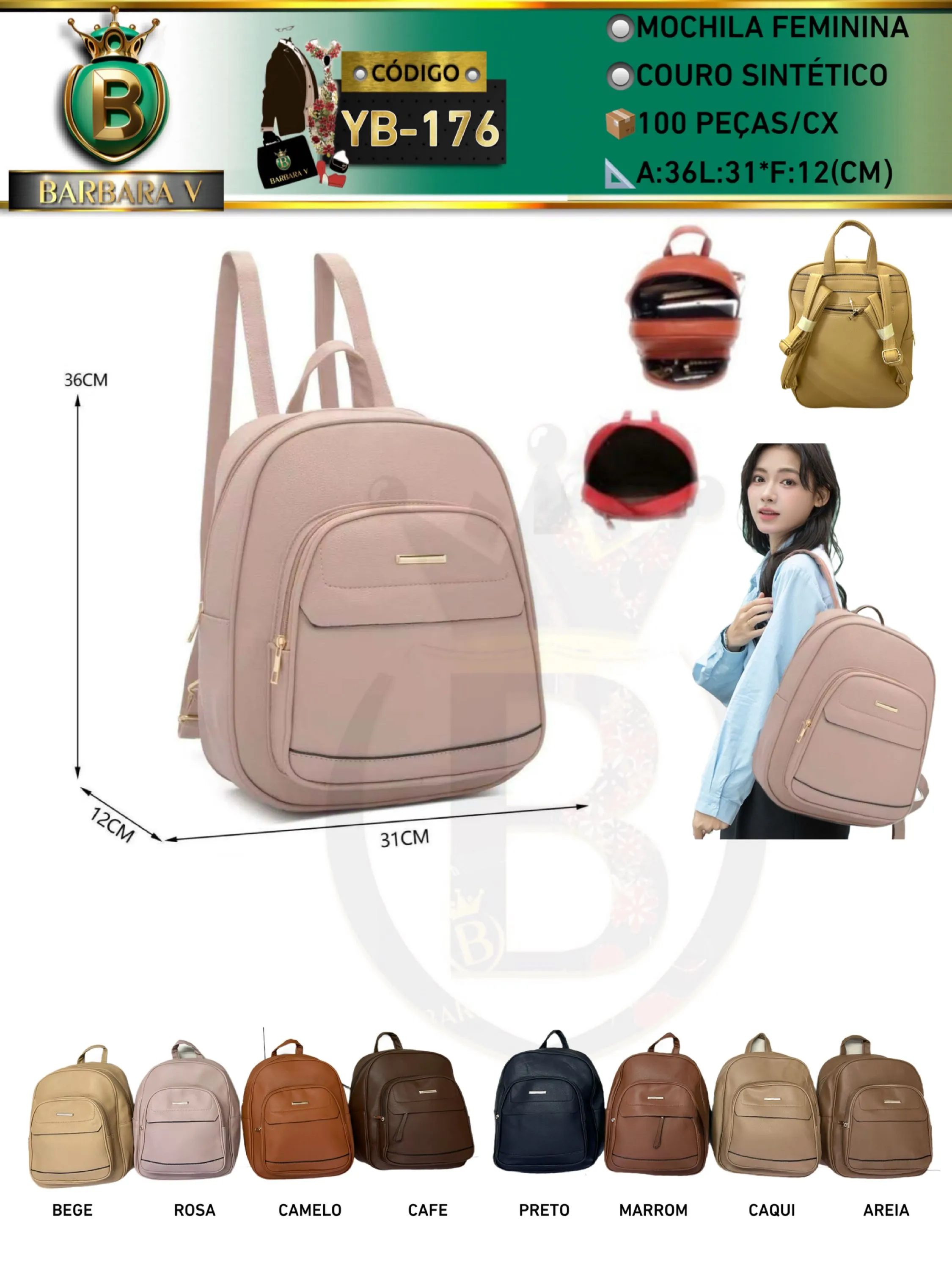 BARBARA V BOLSAS/mochila feminina(YB-176)