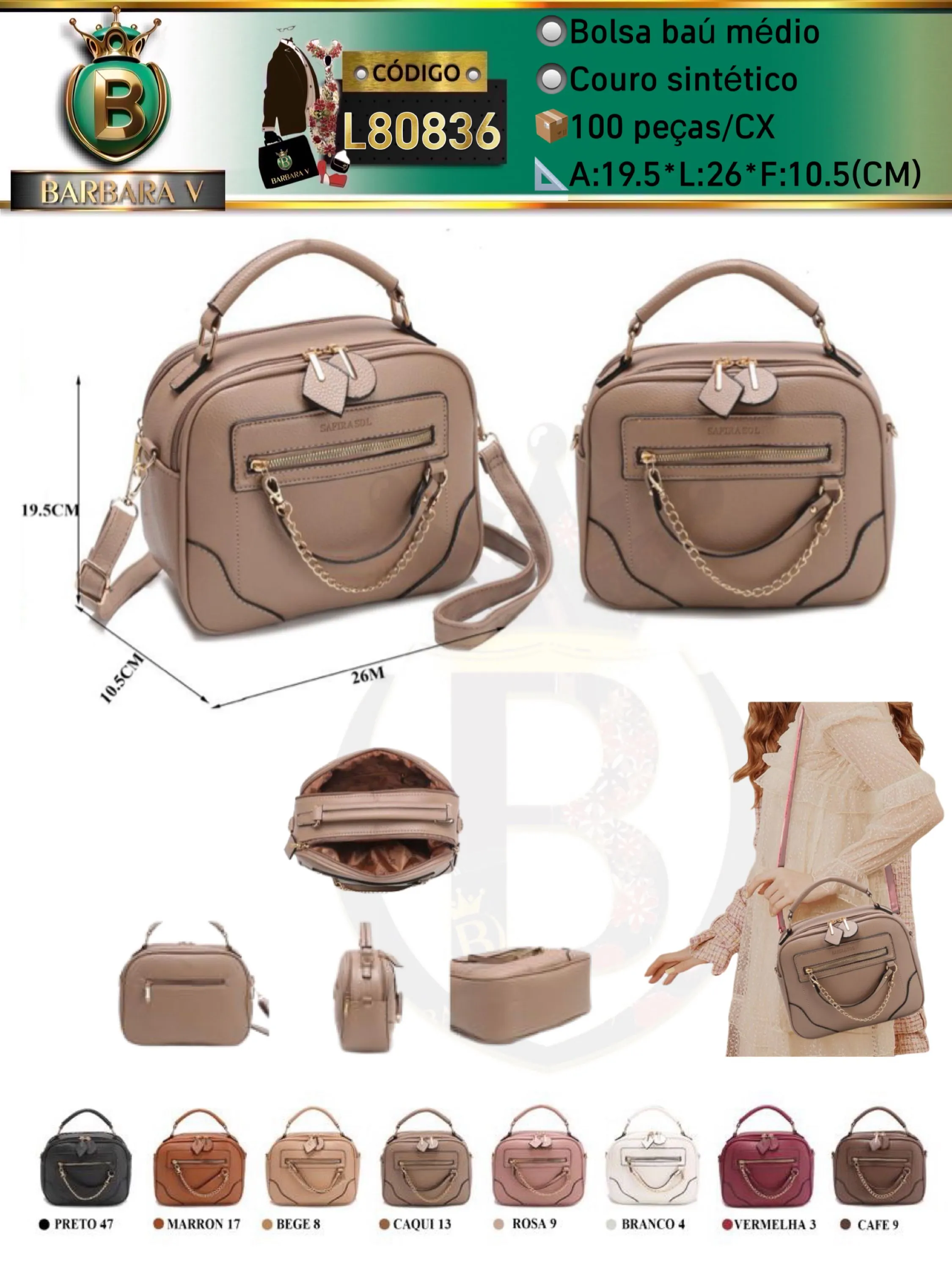 BARBARA V BOLSAS/bolsa baú médio(L80836)