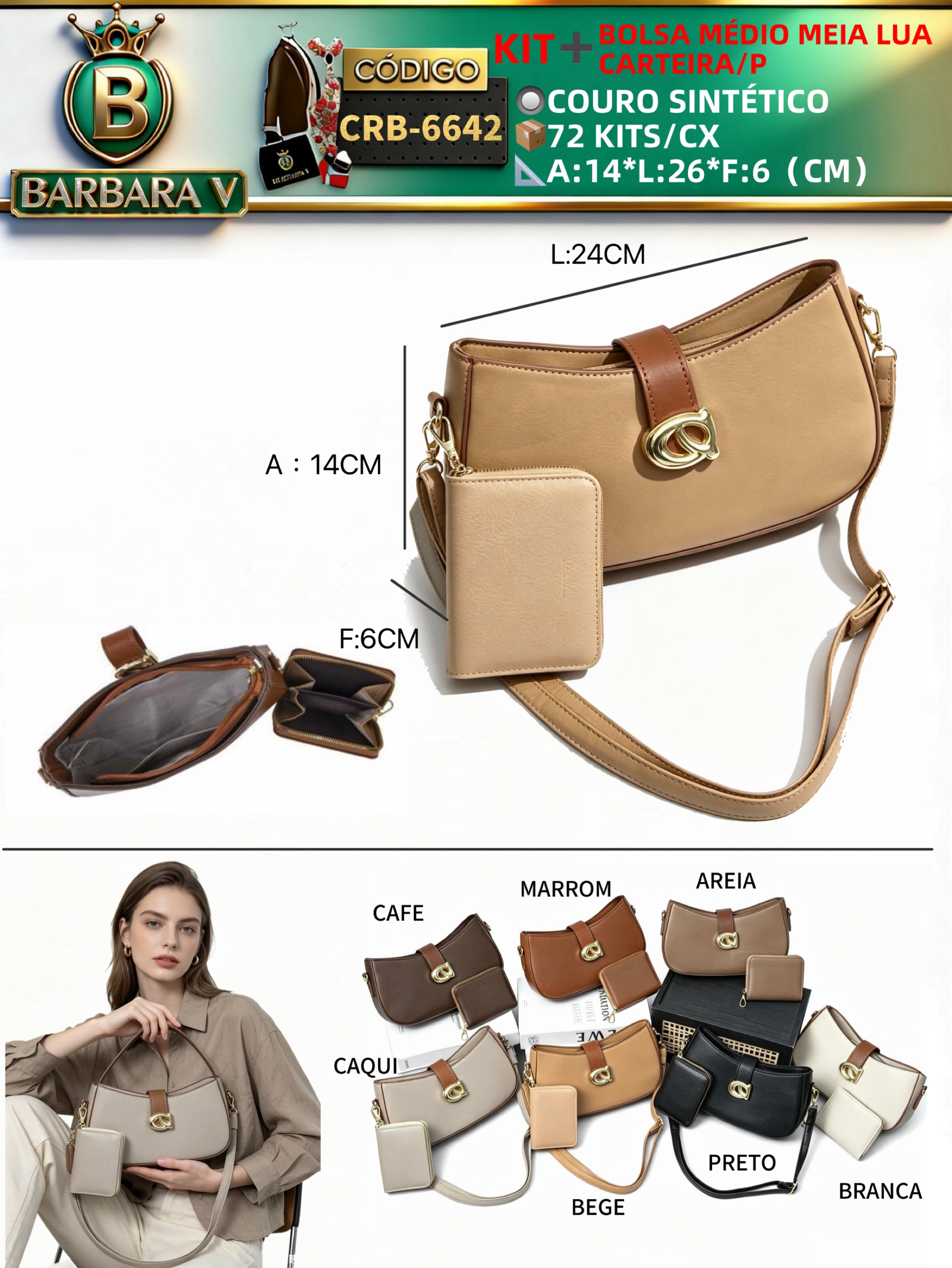 KIT BOLSA MÉDIO COM CARTIEA P(CRB-6642)