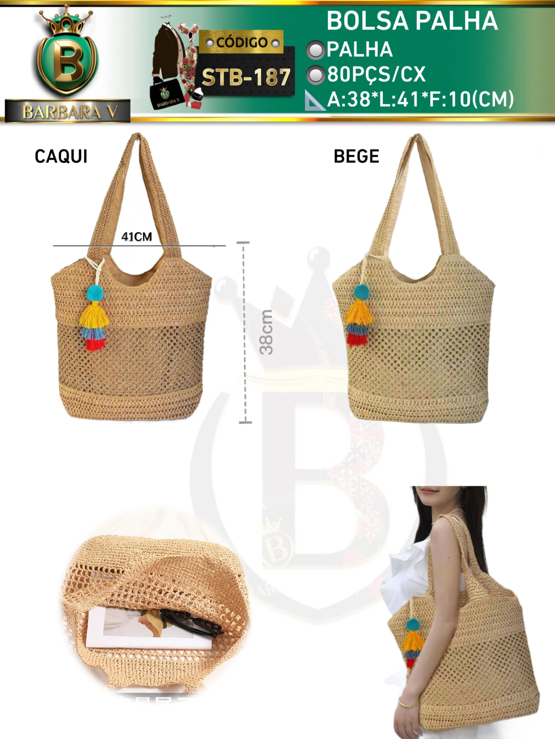 BARBARA V BOLSAS/bolsa palha(STB-187)