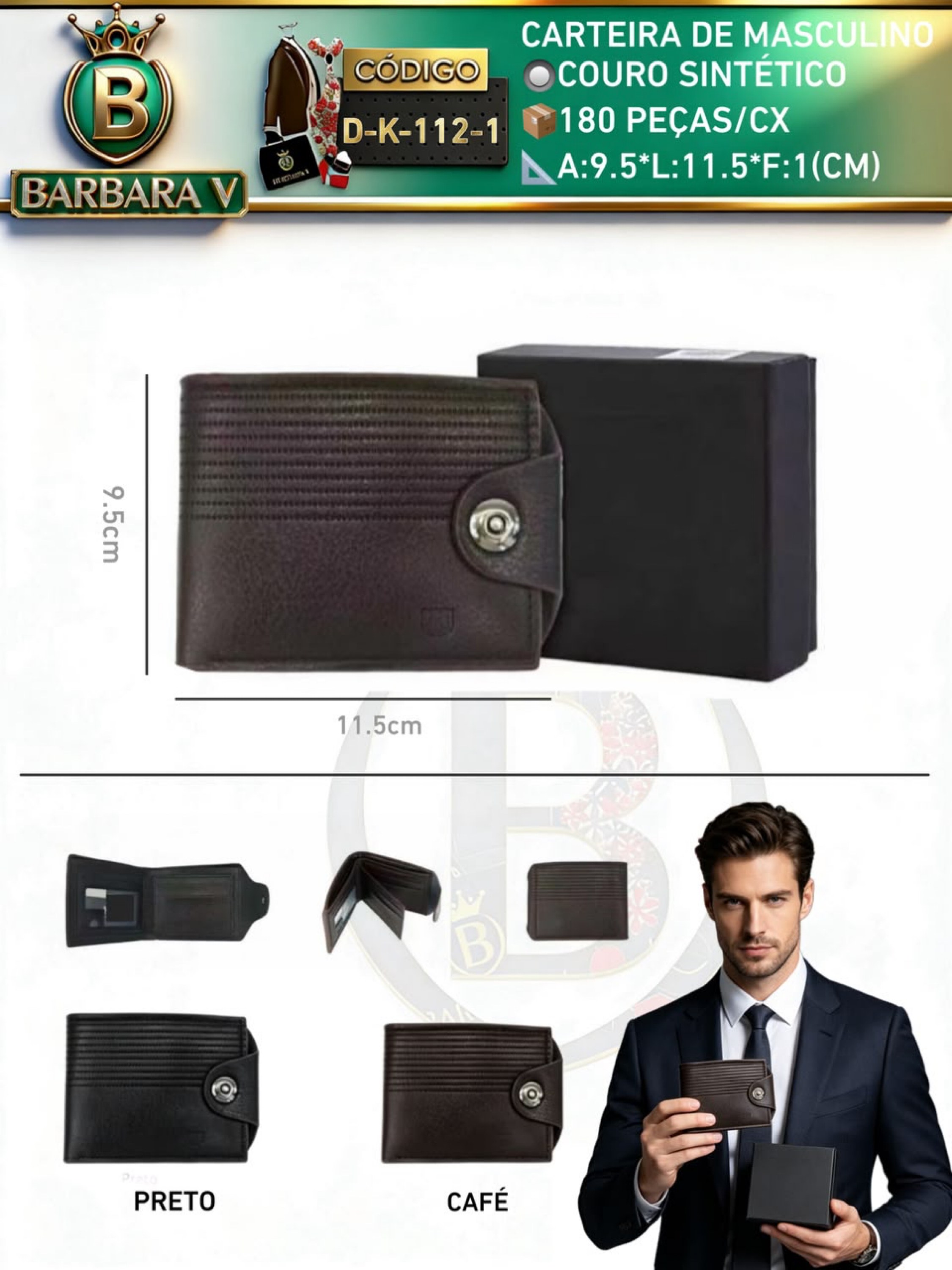 BARBARA V BOLSAS/carteira masculino（D-K-112-1）