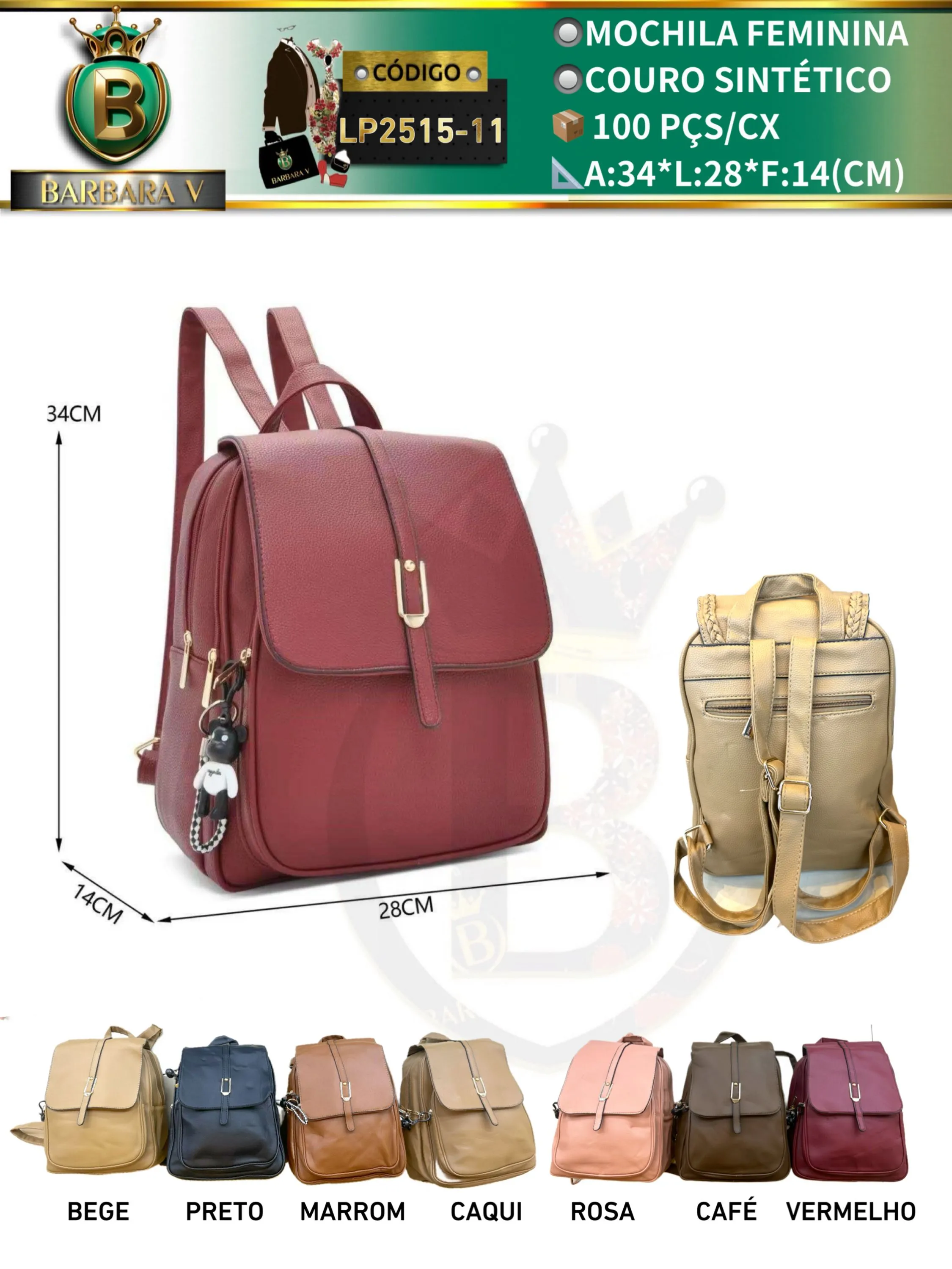 BARBARA V BOLSAS/mochila feminina(LP2515-11)