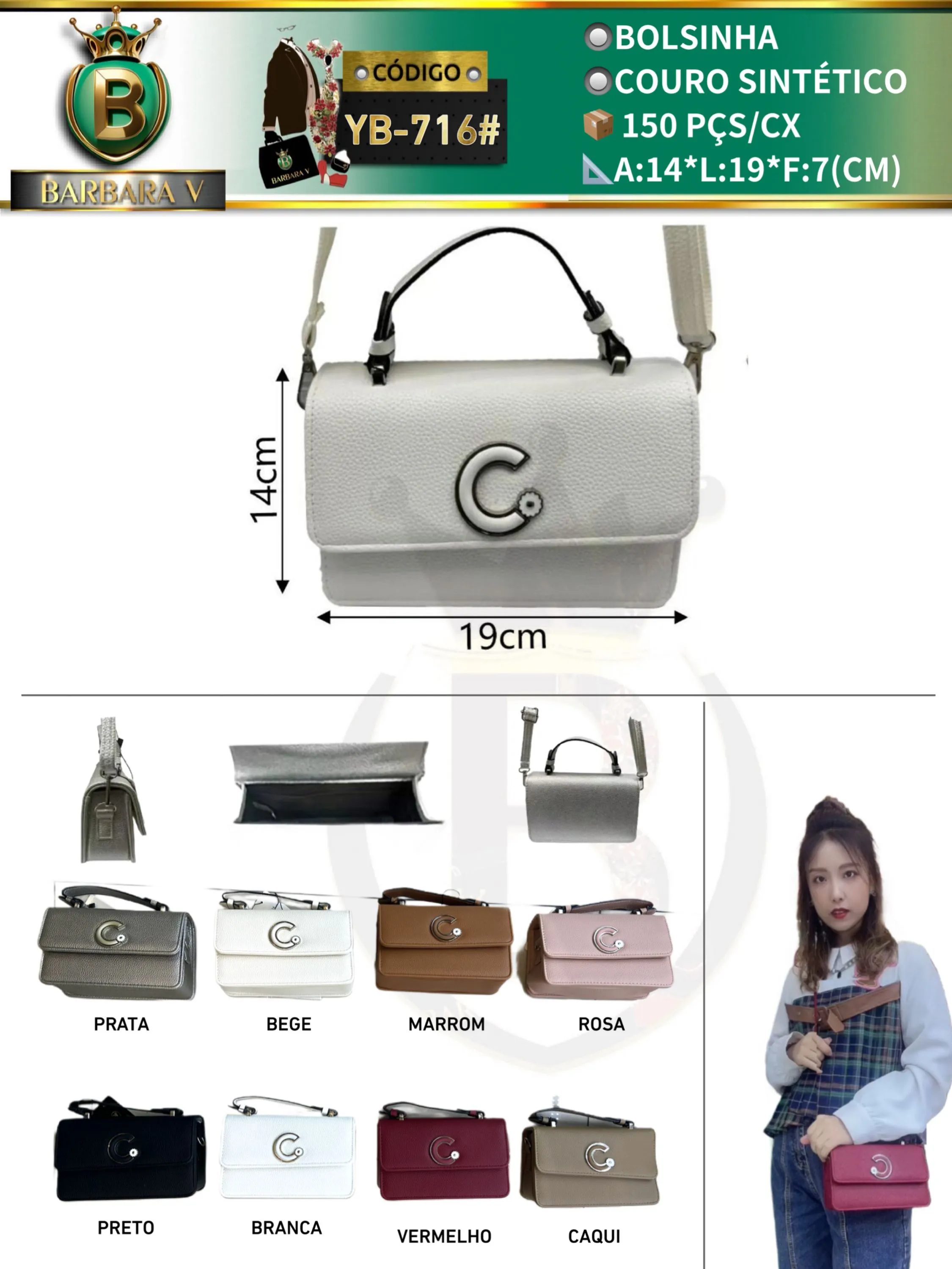 BARBARA V BOLSAS/bolsinha feminina (YB-716#)