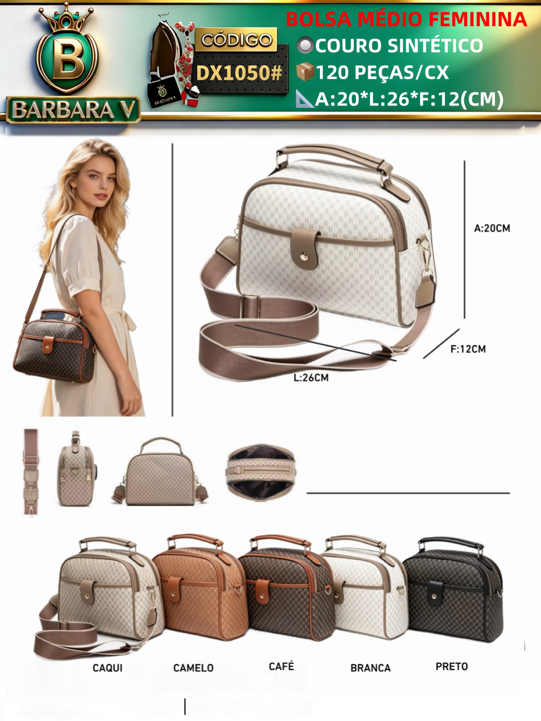 BARBARA V BOLSAS/bolsa médio feminina (DX1050#）