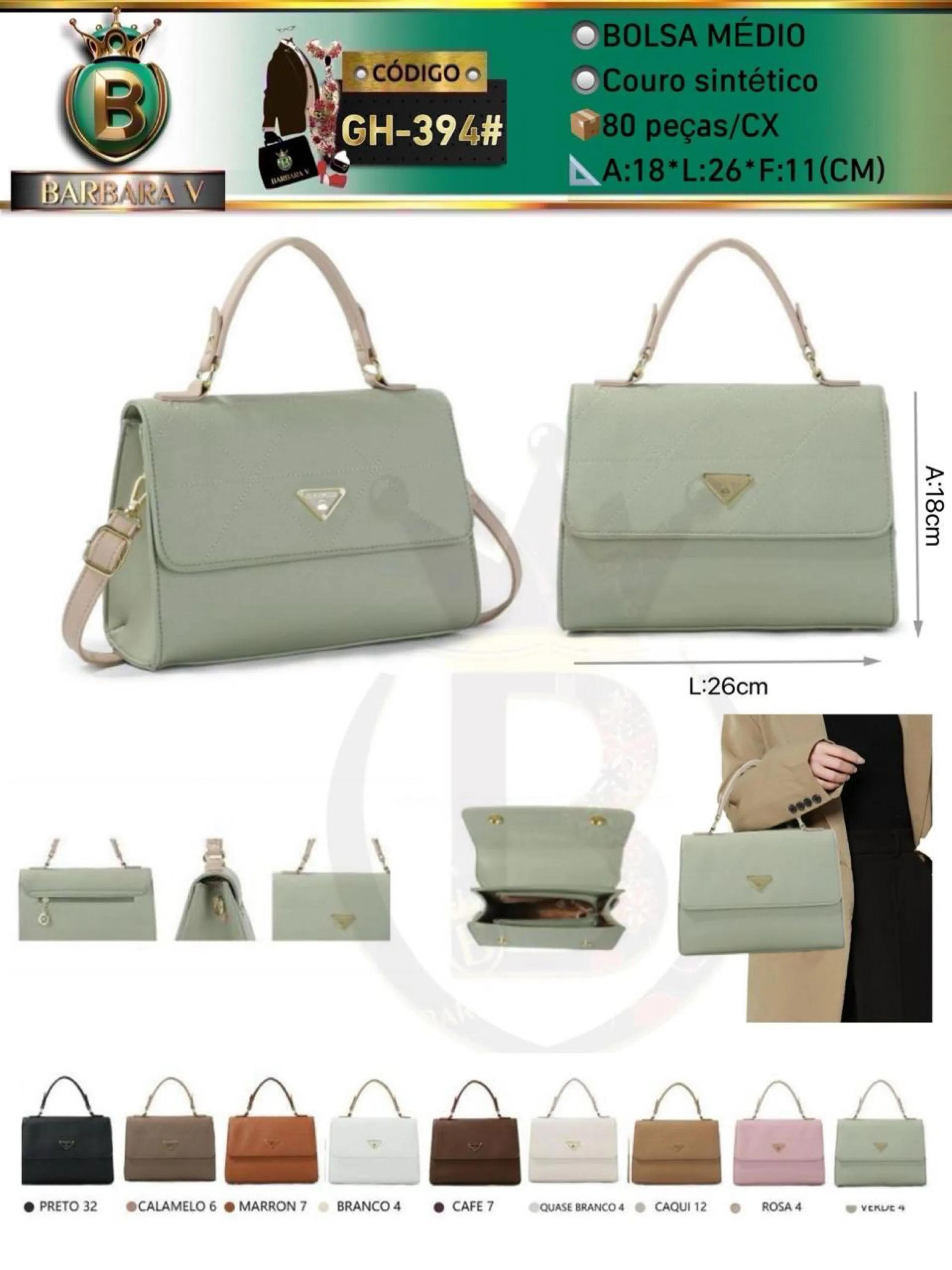 BARBARA V BOLSAS/Bolsa medio feminina (GH-394#)