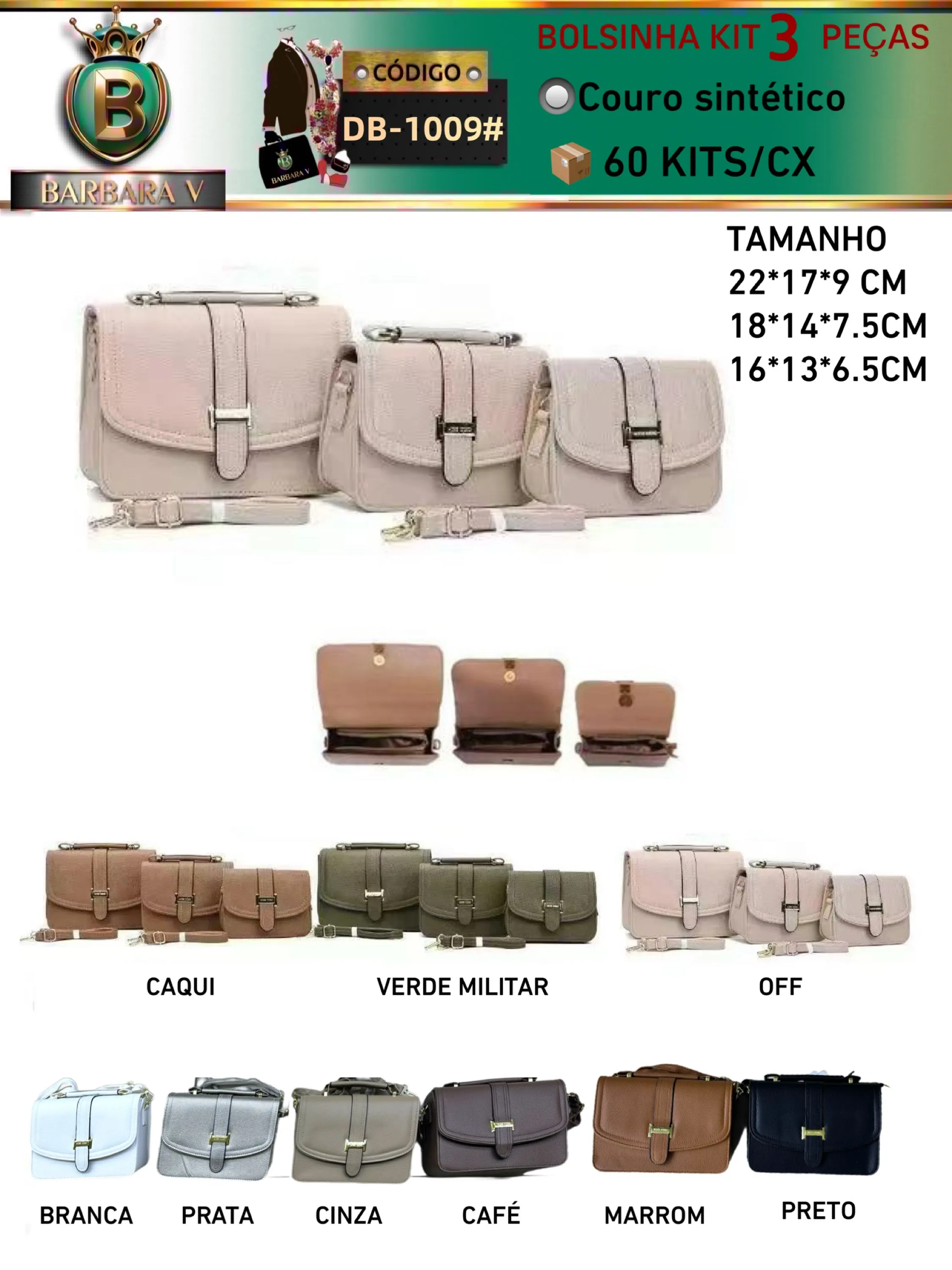 BARBARA V BOLSAS/Kit bolsinha 3 peças(DB-1009#)