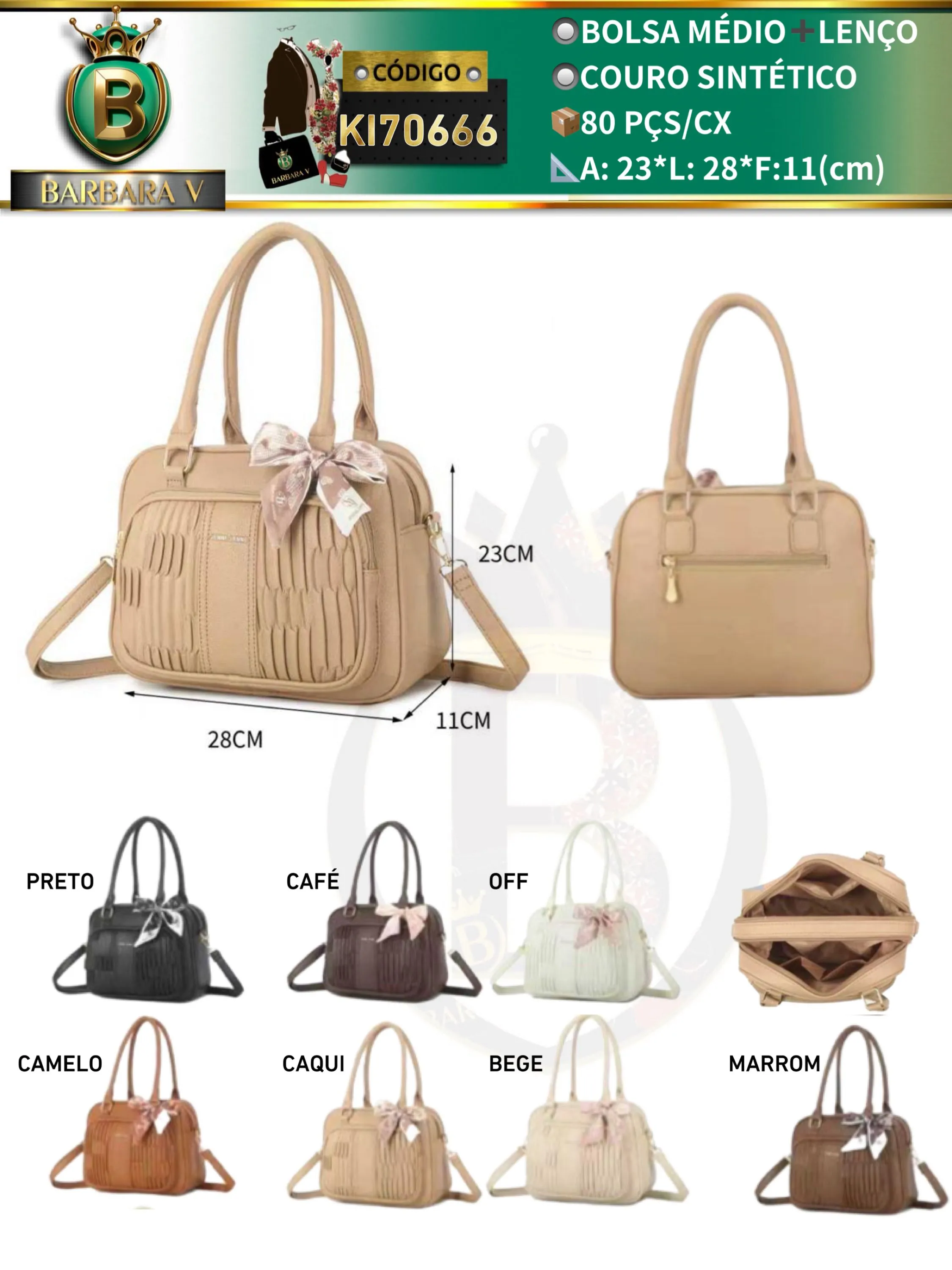 BARBARA V BOLSAS/bolsa médio com lenço(KI70666)
