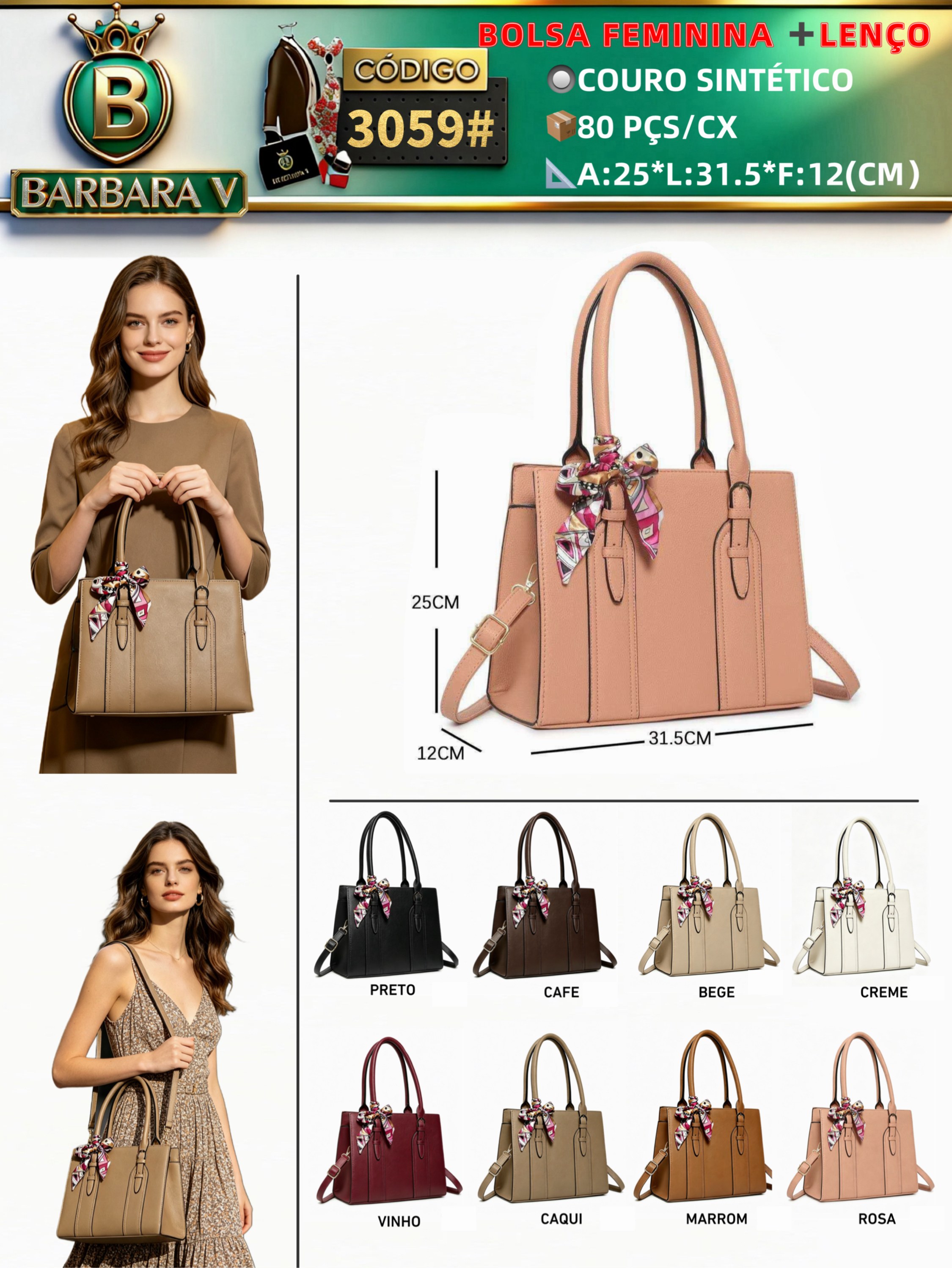 BARBARA V BOLSAS/bolsa feminina com lenço(3059#)