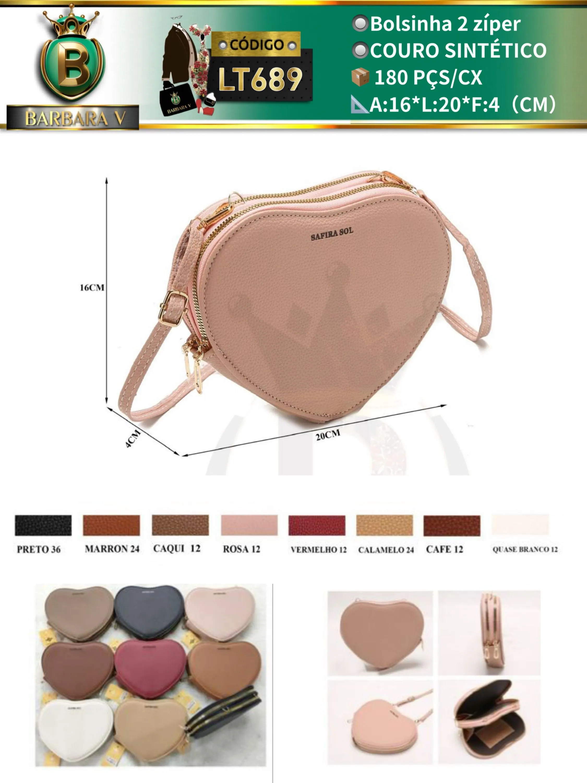 BARBARA V BOLSAS/bolsinha feminina 2 zíper (LT689)