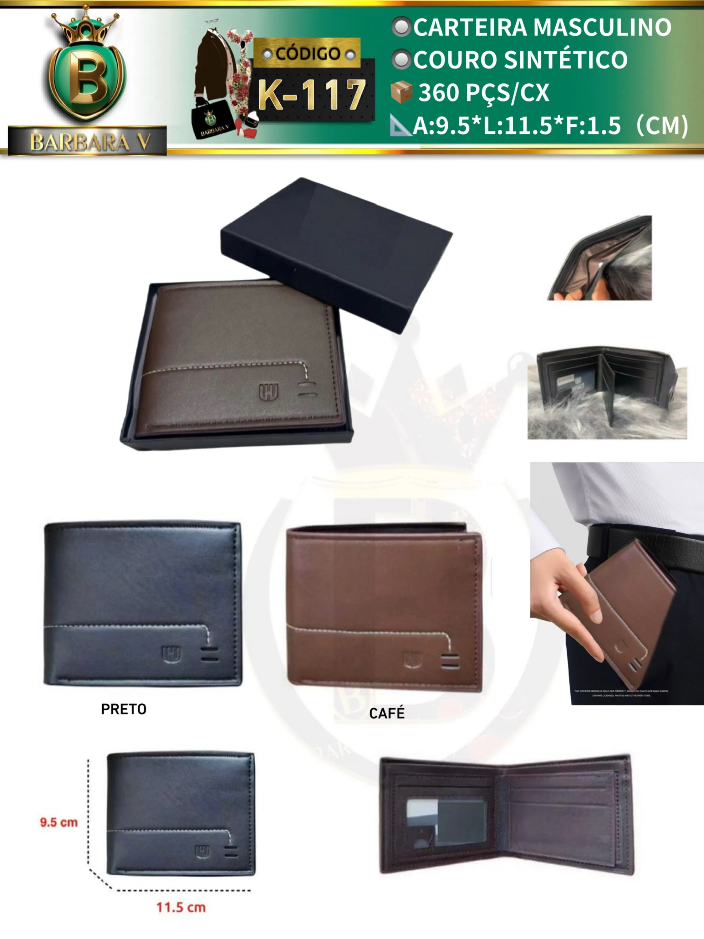 BARBARA V BOLSAS/Carteira masculino (K-117)