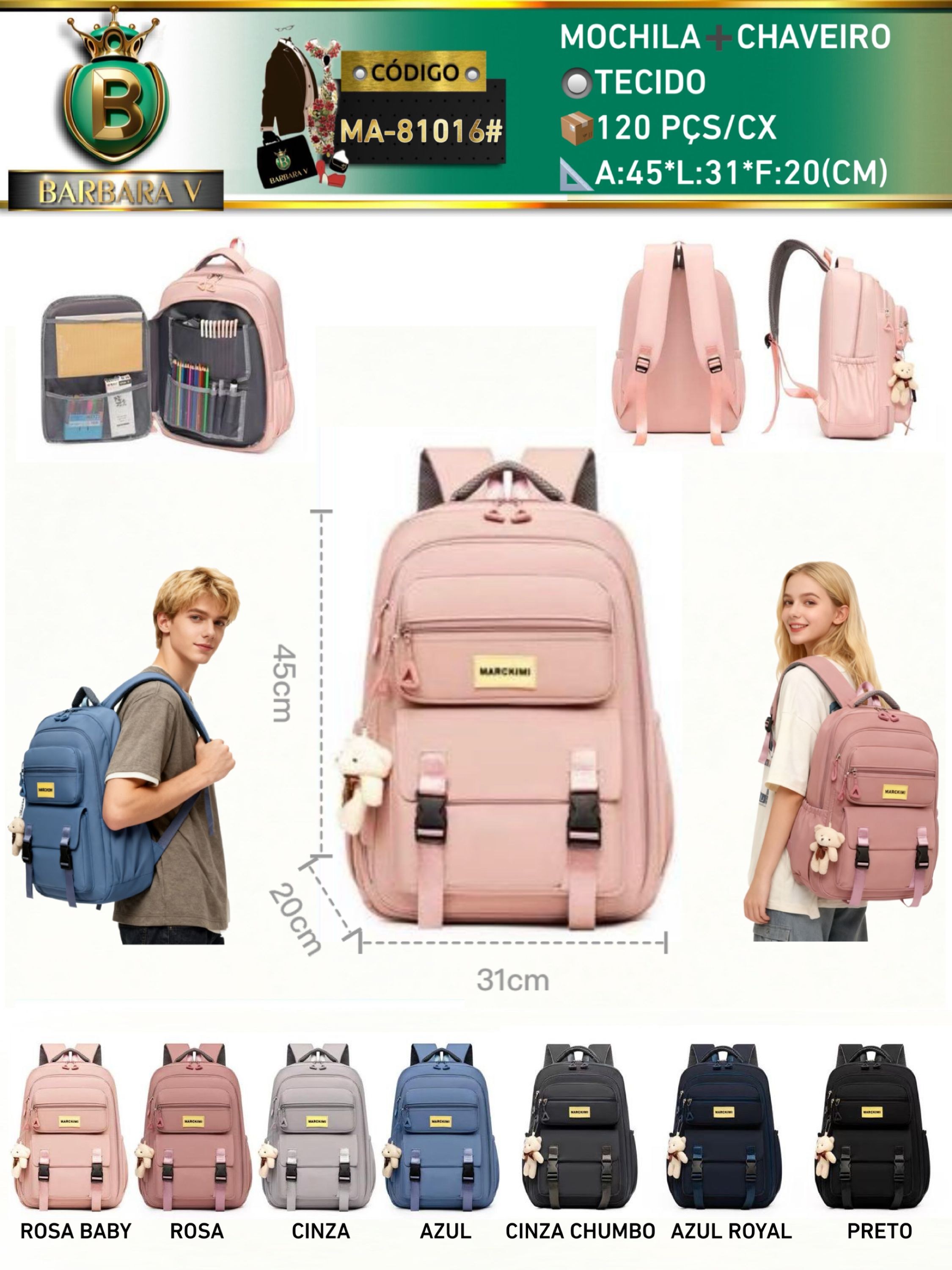 BARBARA V BOLSAS/Mochila com chaveiro (MA-81016#)