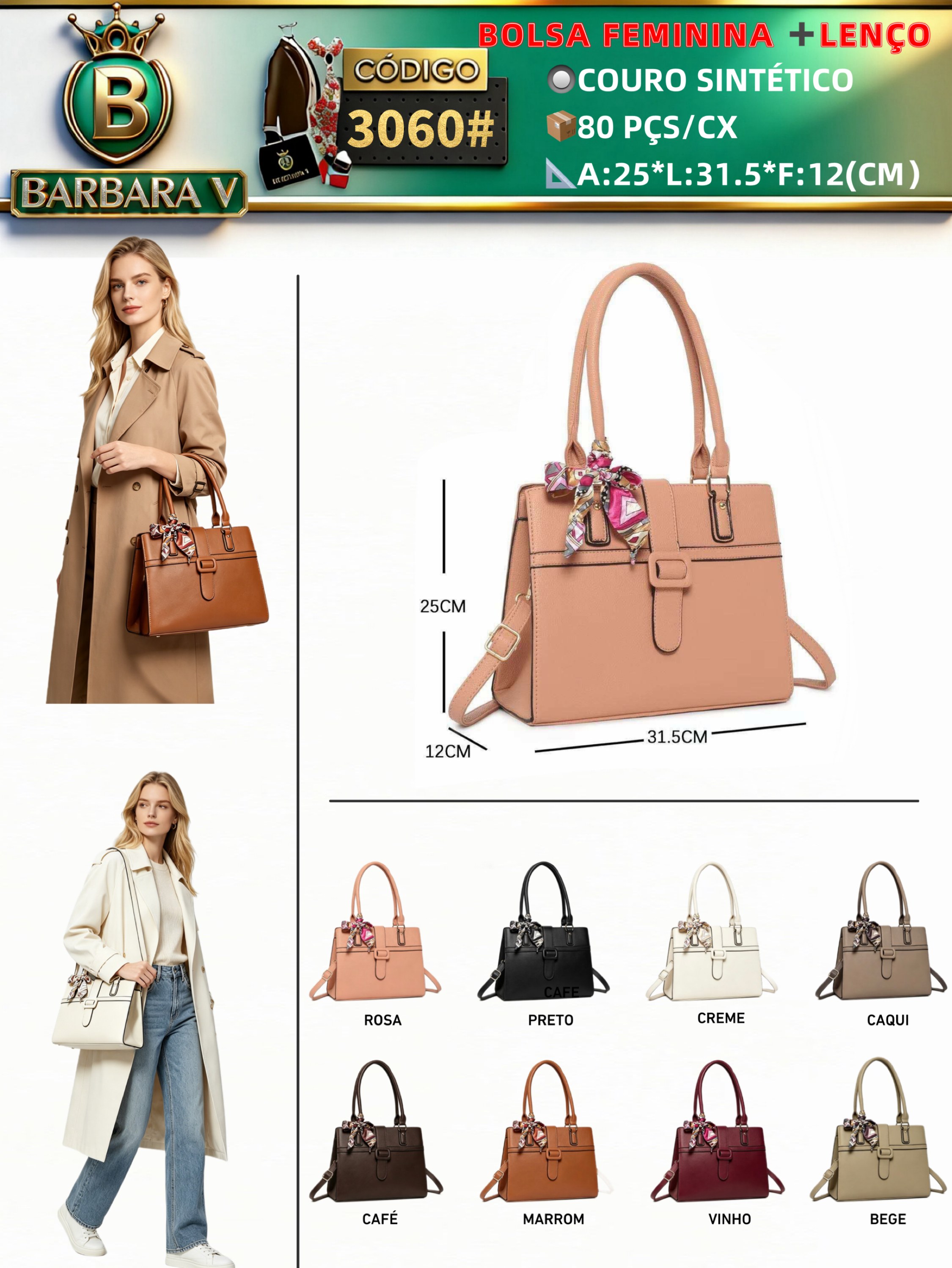 BARBARA V BOLSAS/bolsa feminina com lenço(3060#)