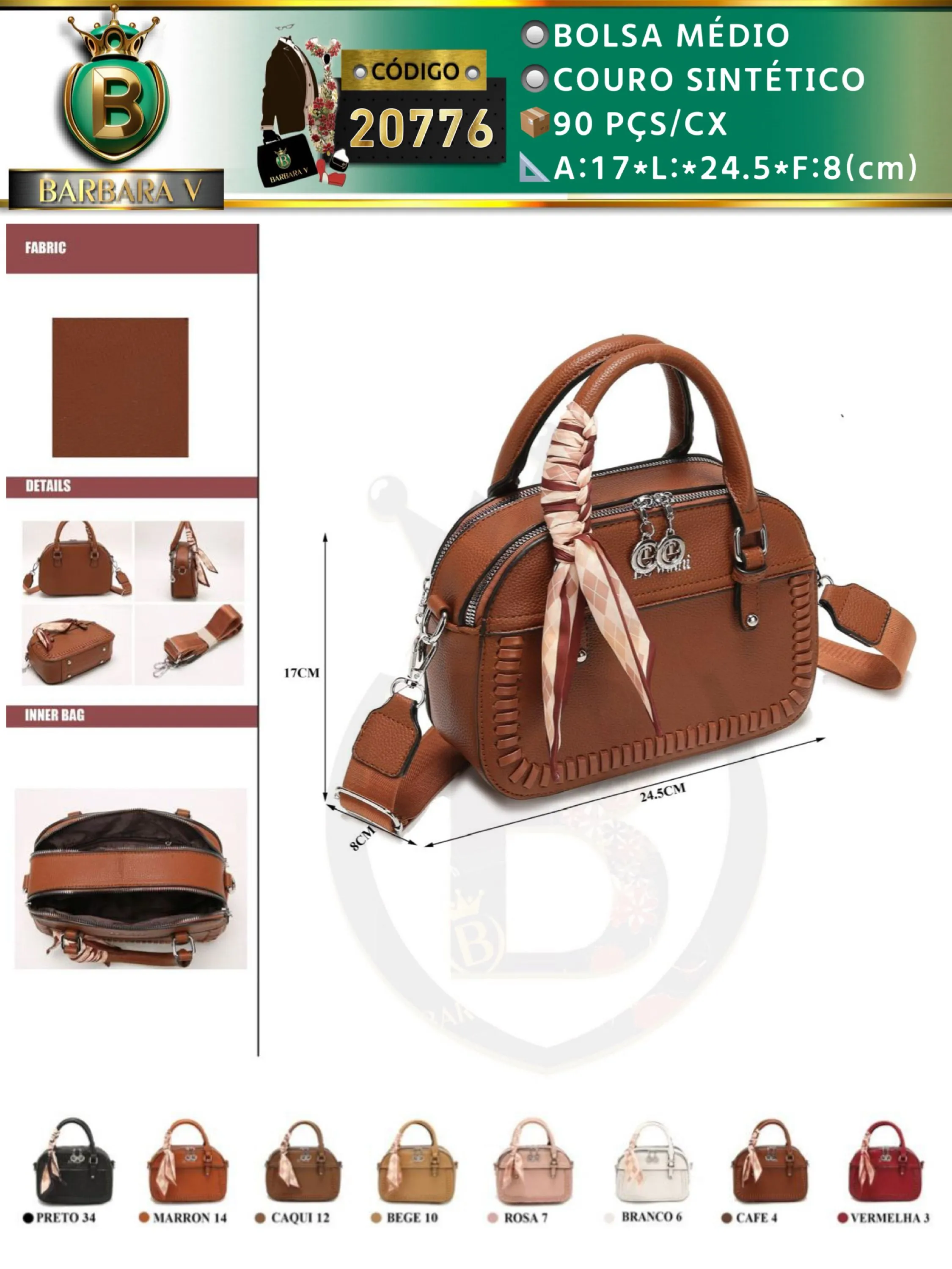 BARBARA V BOLSAS/bolsa médio feminina（20776）