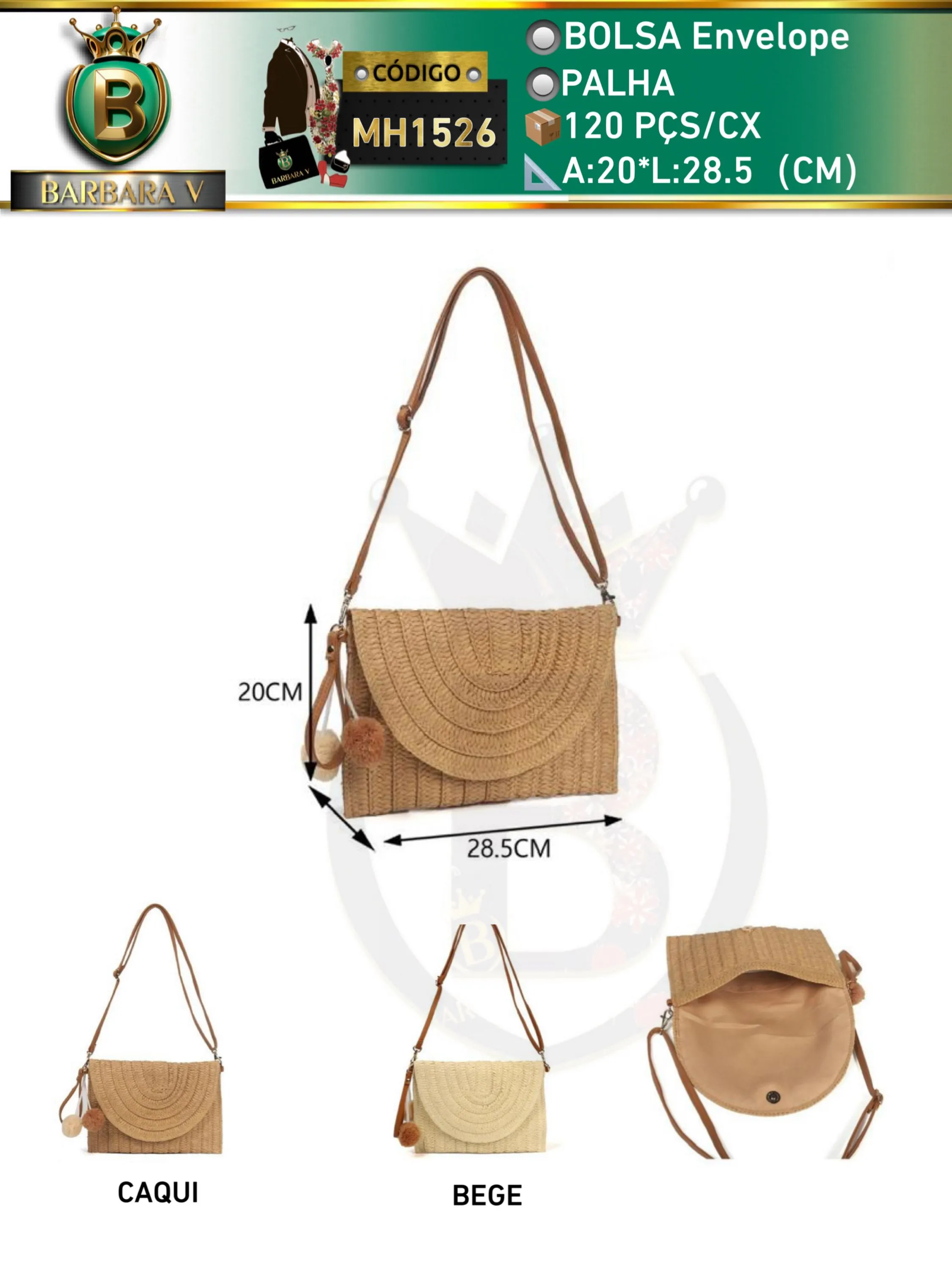 BARBARA V BOLSAS/bolsa envelope palha(MH1526)