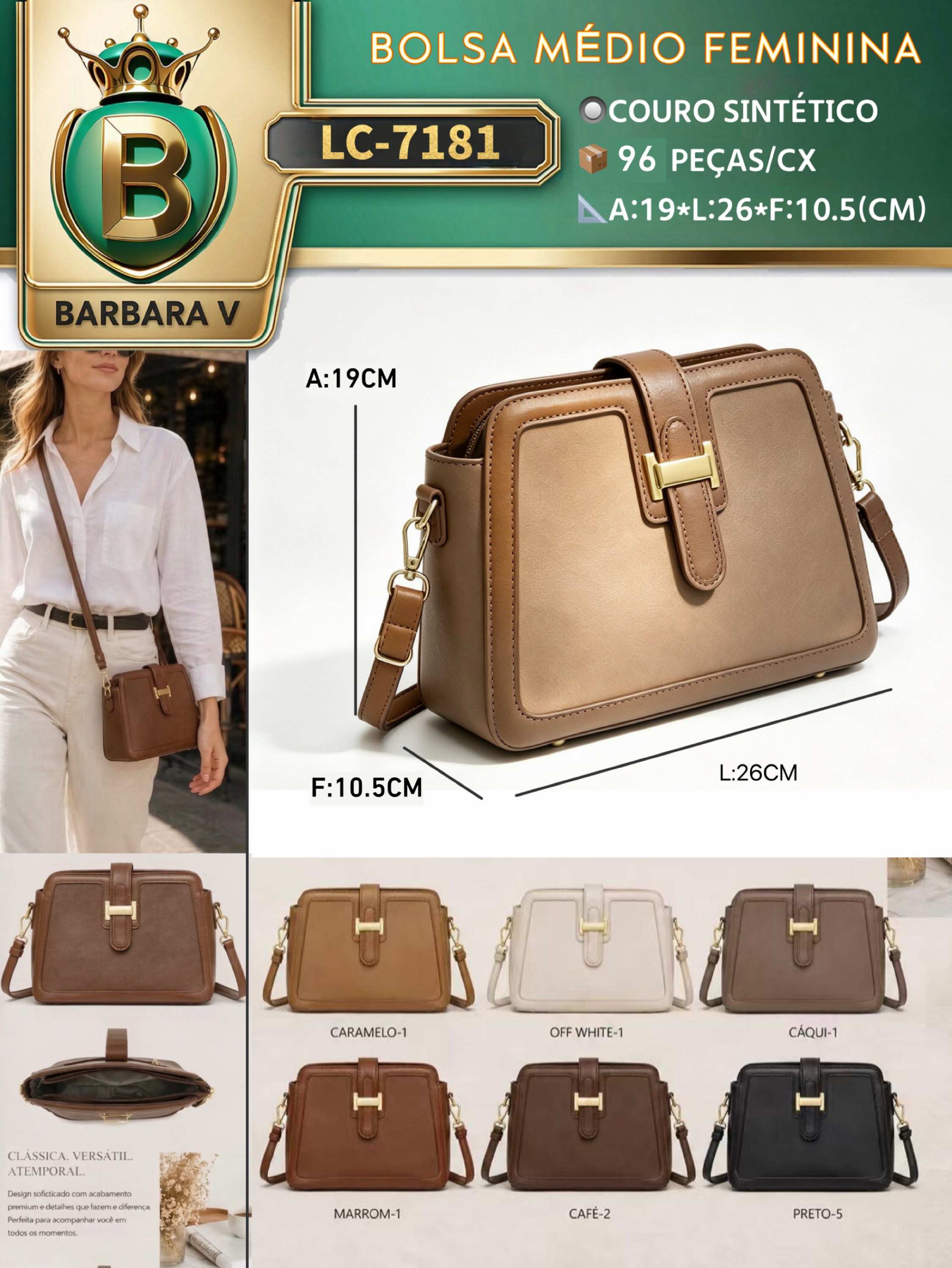 BARBARA V BOLSAS/bolsa médio feminina(LC-7281)