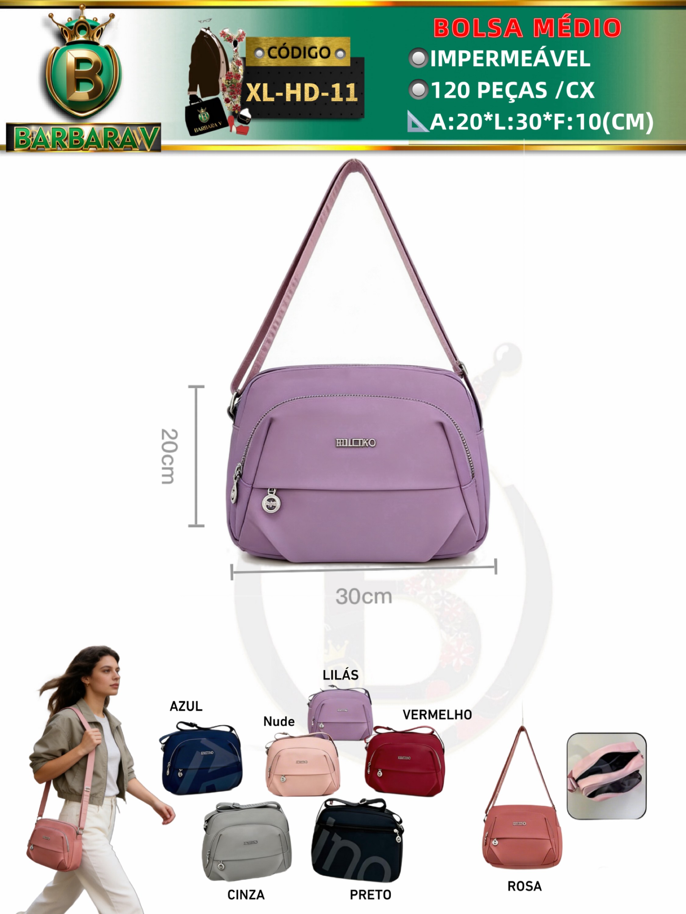 BARBARA V BOLSAS/bolsa médio feminina(XL-HD-11)