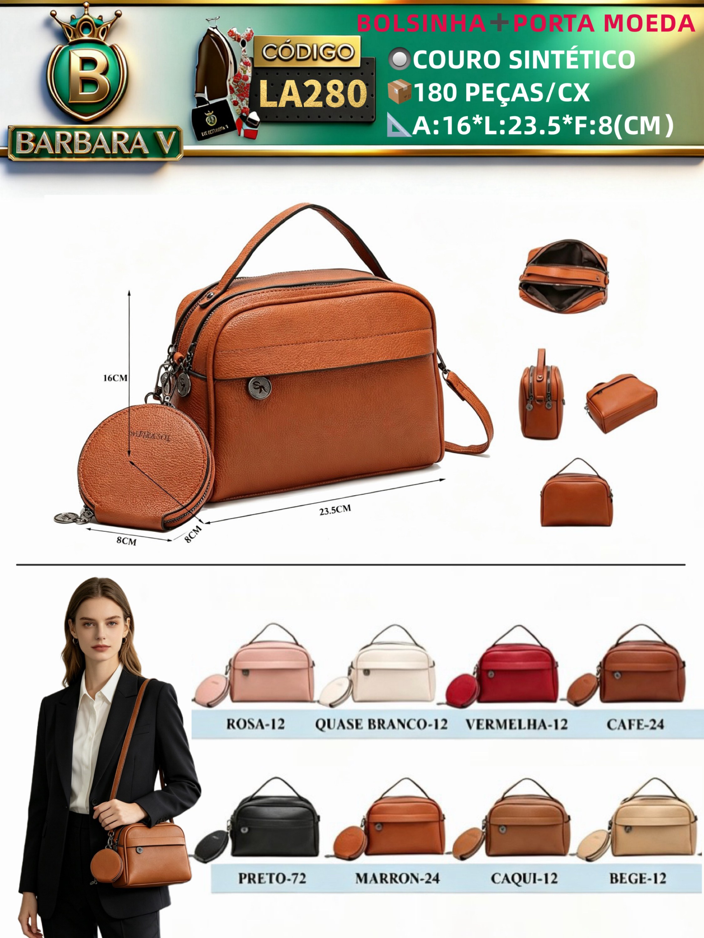 BARBARA V BOLSAS/Bolsinha com porta moeda(LA280)