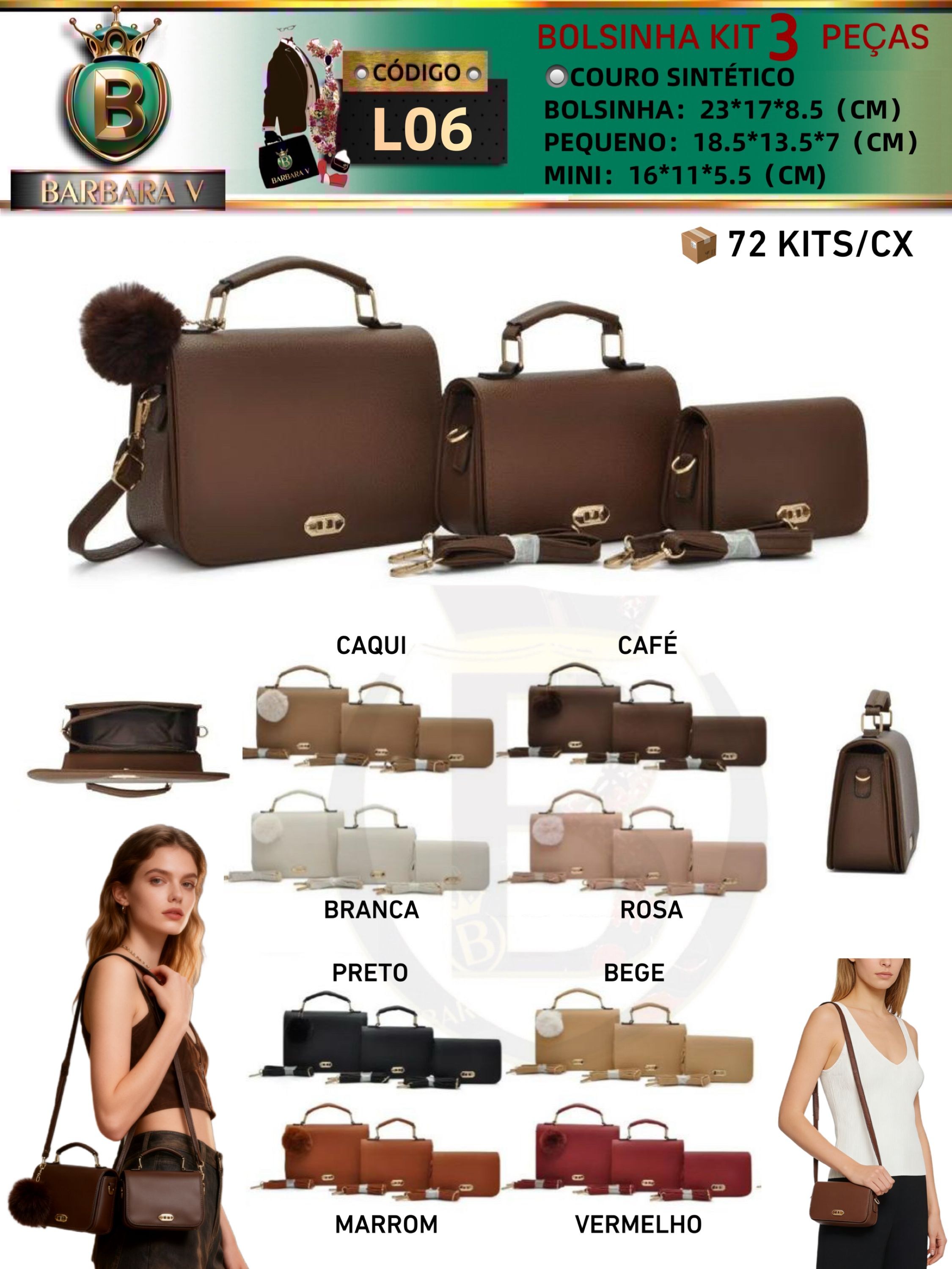 BARBARA V BOLSAS/kit Bolsinha 3 peças(L06)