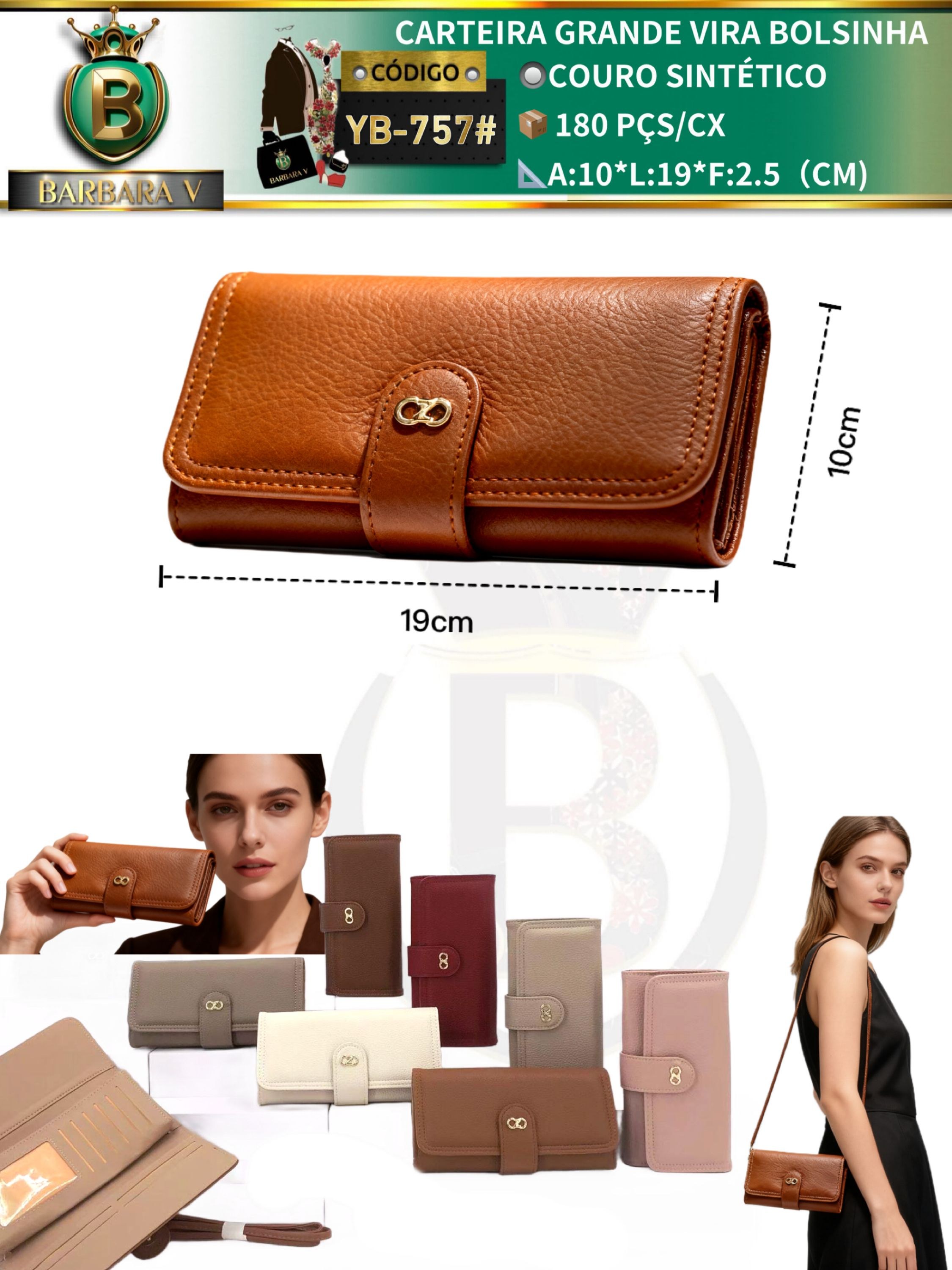 CARTEIRA VIRA BOLSINHA 2 peças cor aleatório(YB-757#)
