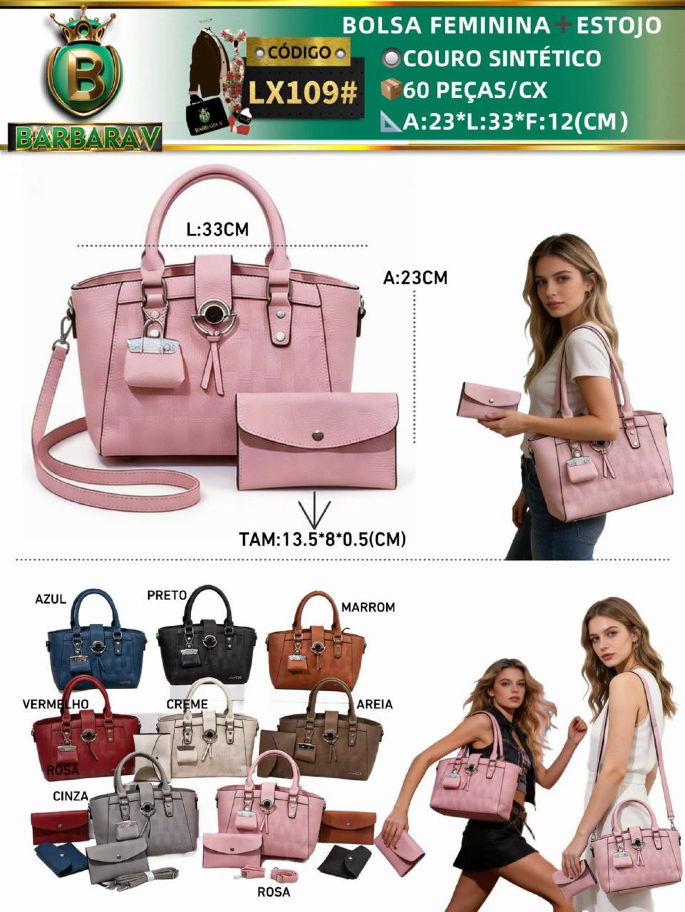 BARBARA V/bolsa feminina com estojo(LX109#)