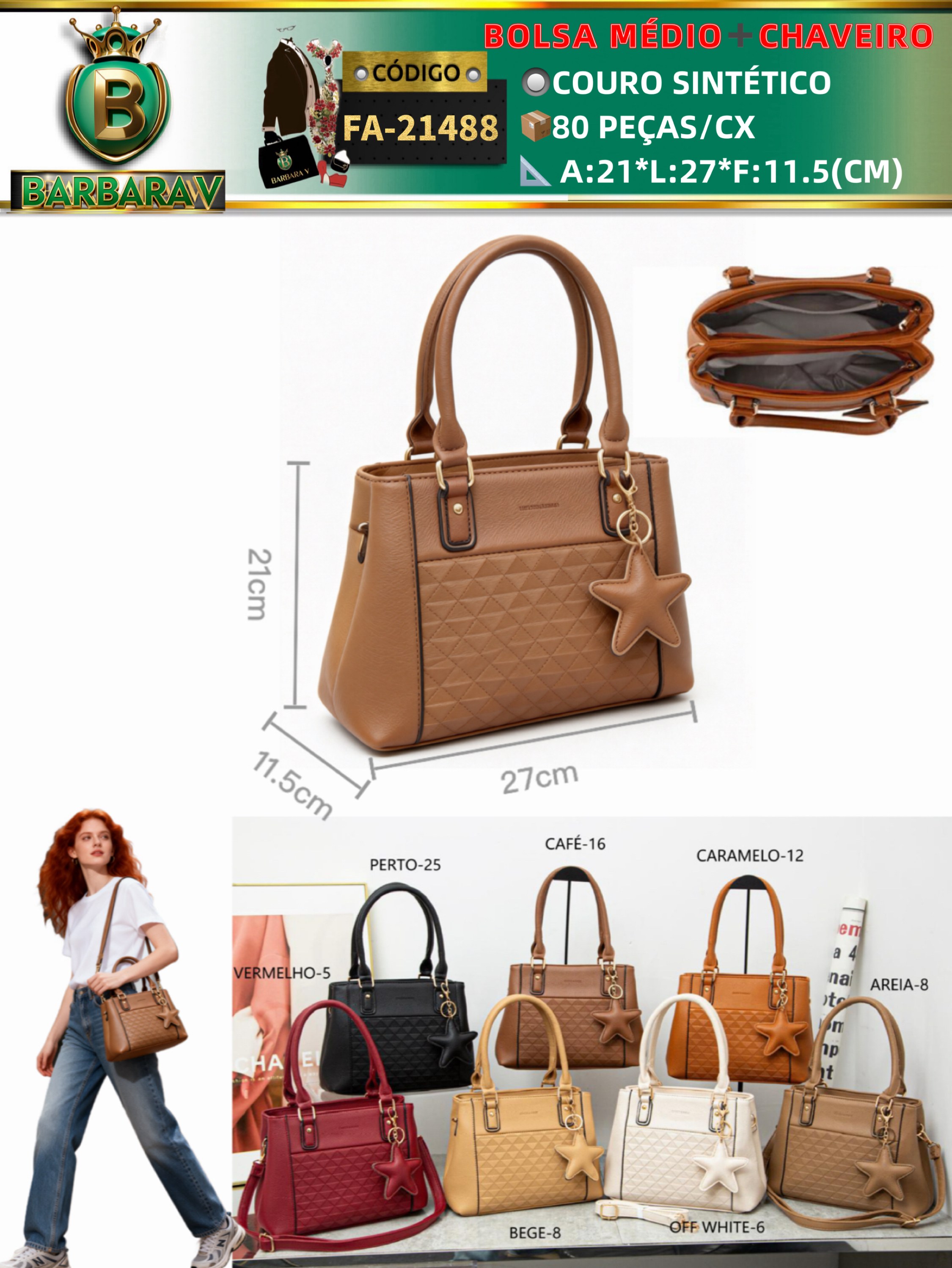 BARBARA V BOLSAS/Bolsa médio feminina (FA-21488)