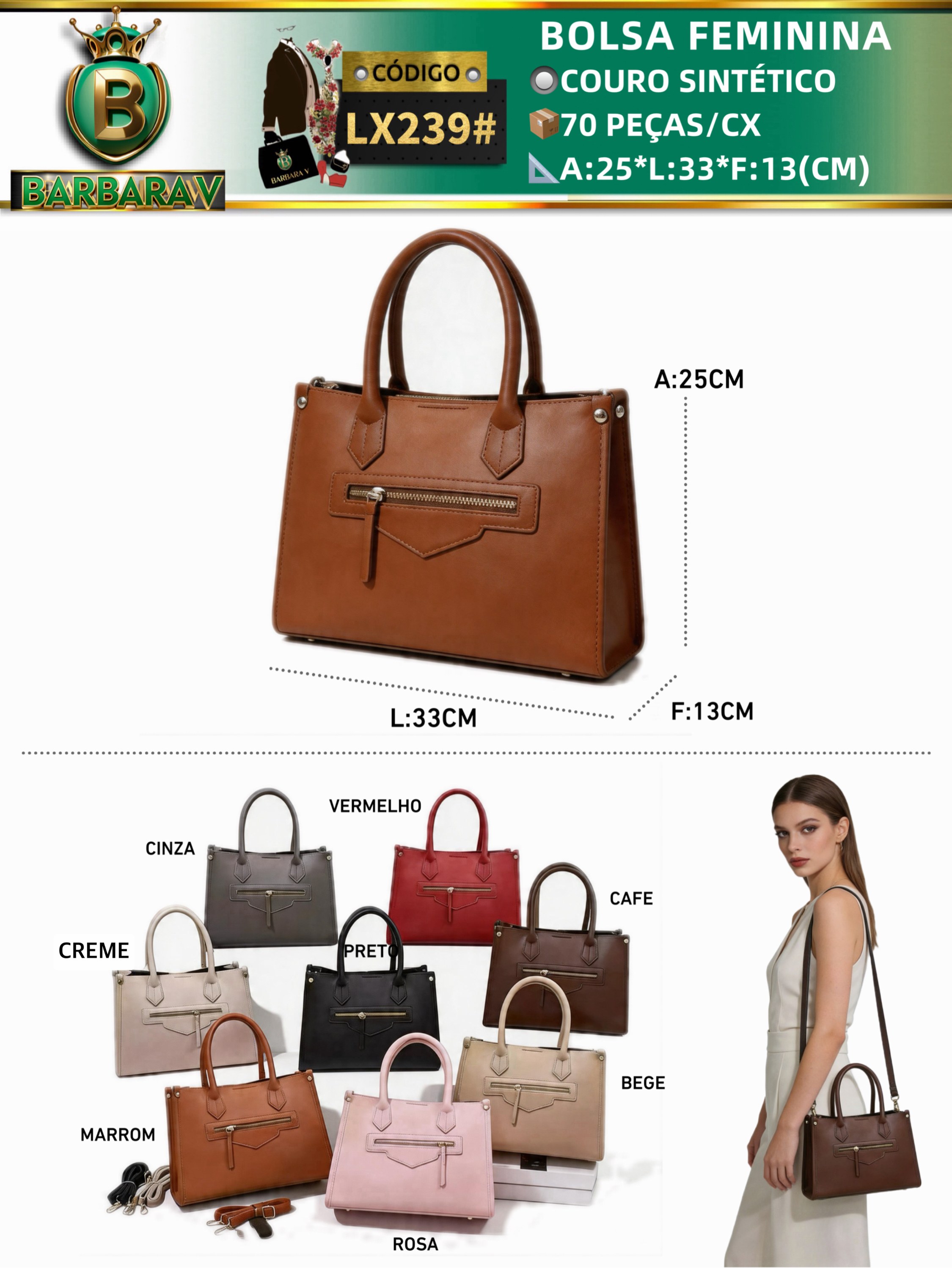 BARBARA V BOLSAS/bolsa feminina(LX239#)