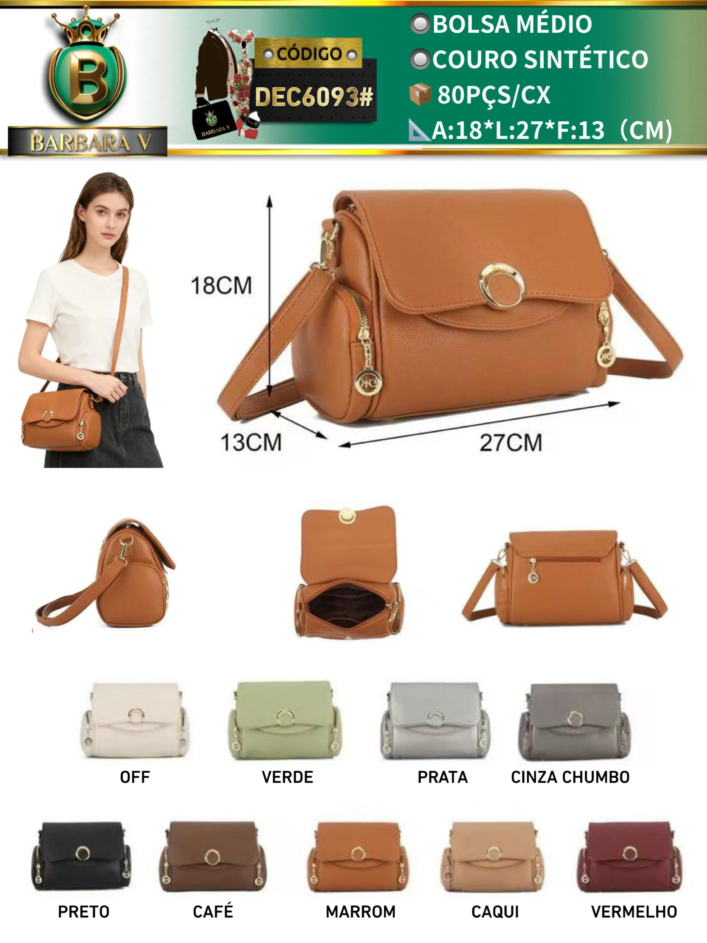 BARBARA V BOLSAS/bolsa médio feminina(DEC6093#)