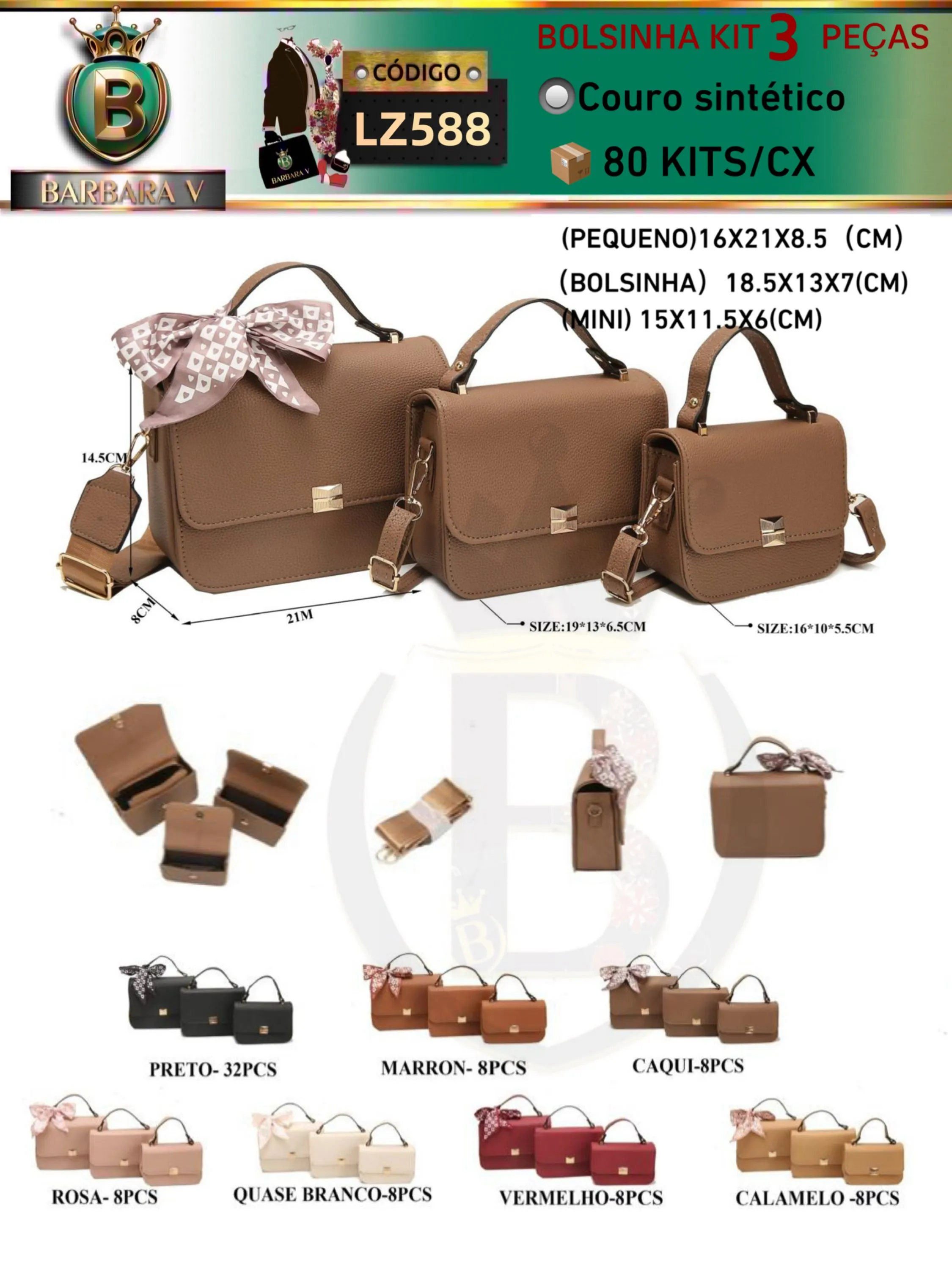 BARBARA V BOLSAS/kit Bolsinha 3 peças(LZ588)