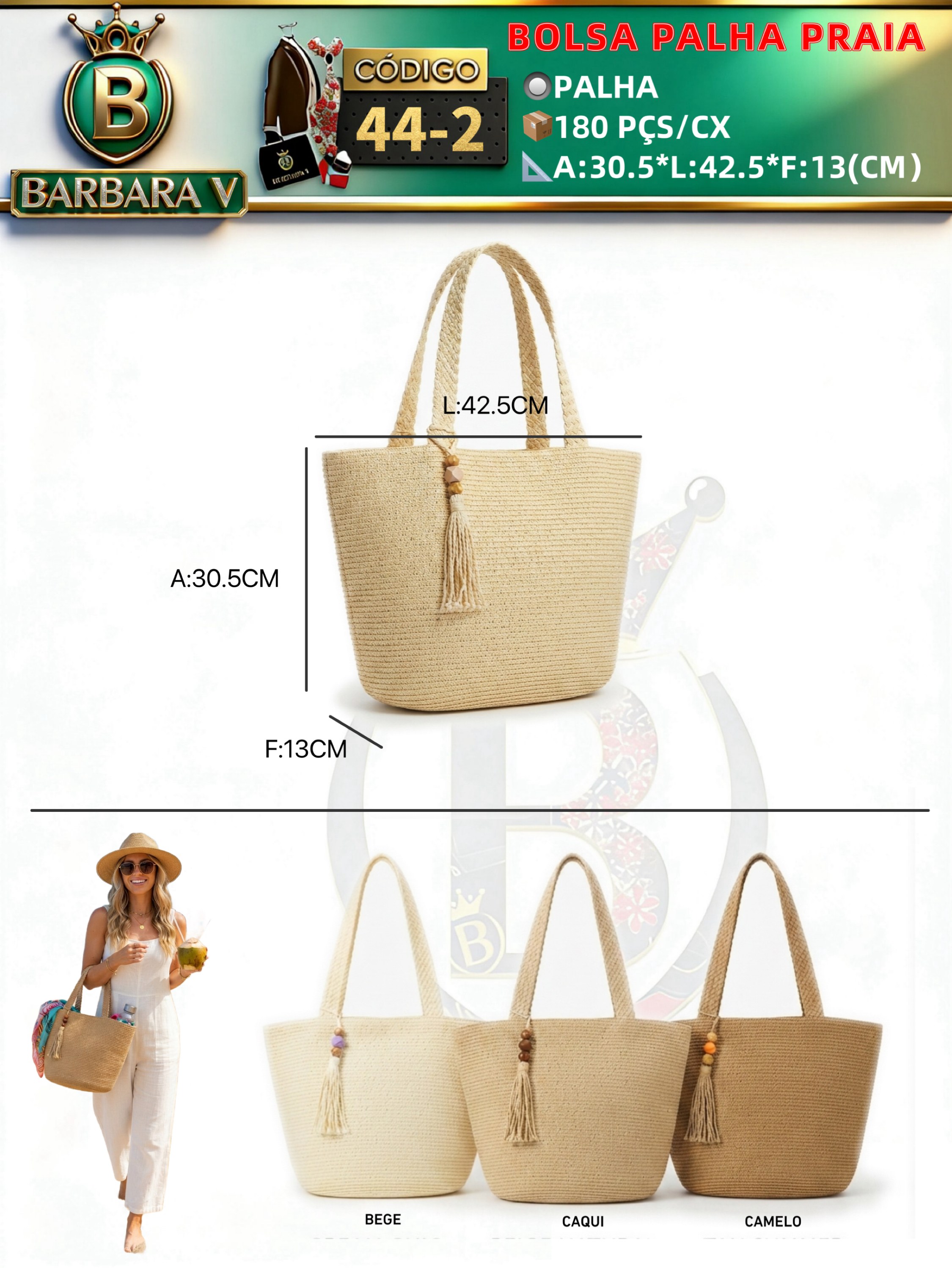 BARBARA V BOLSAS/bolsa palha praia(44-2)