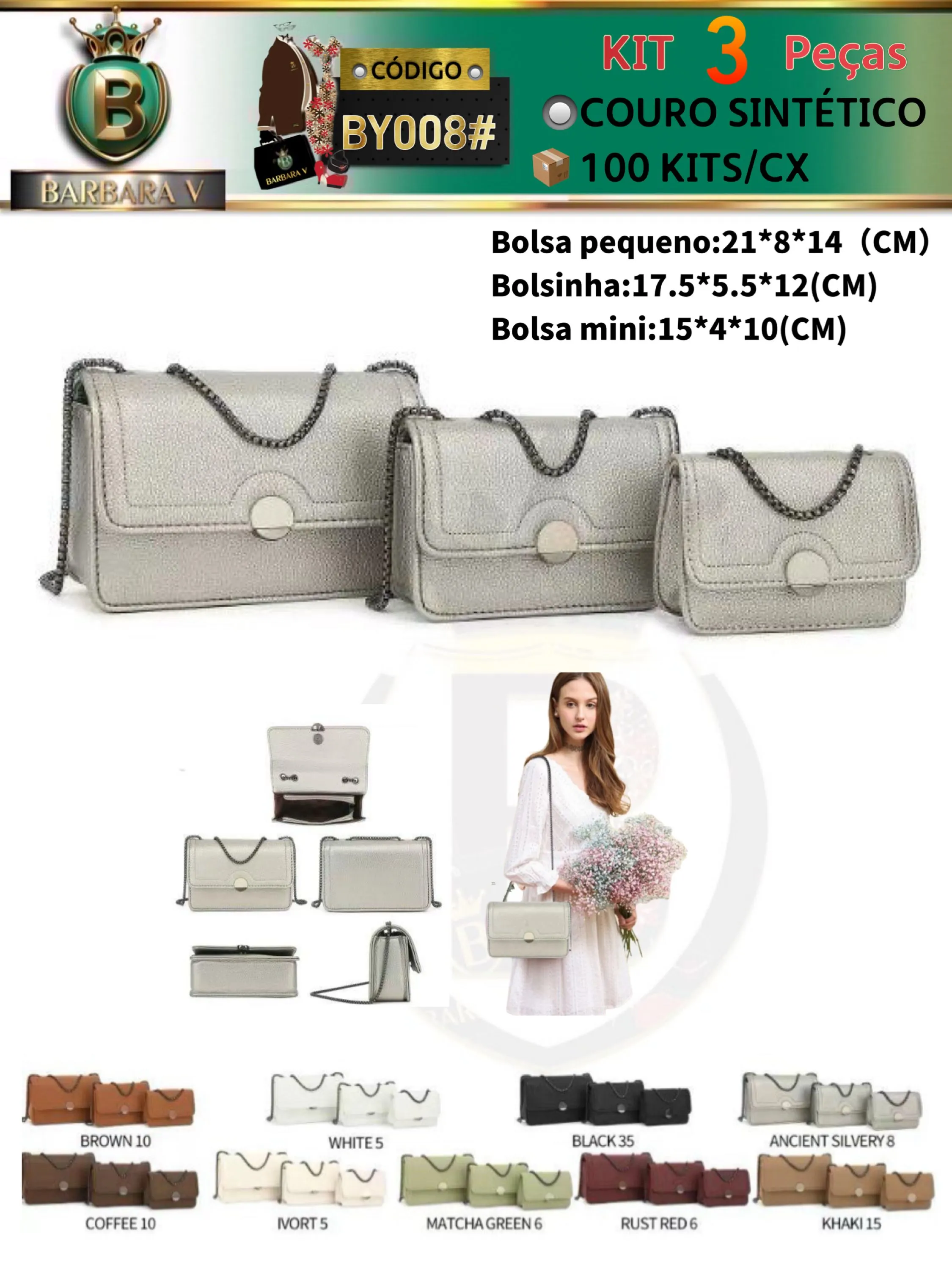 BARBARA V BOLSAS/bolsinha kit 3 peças (BY008#)