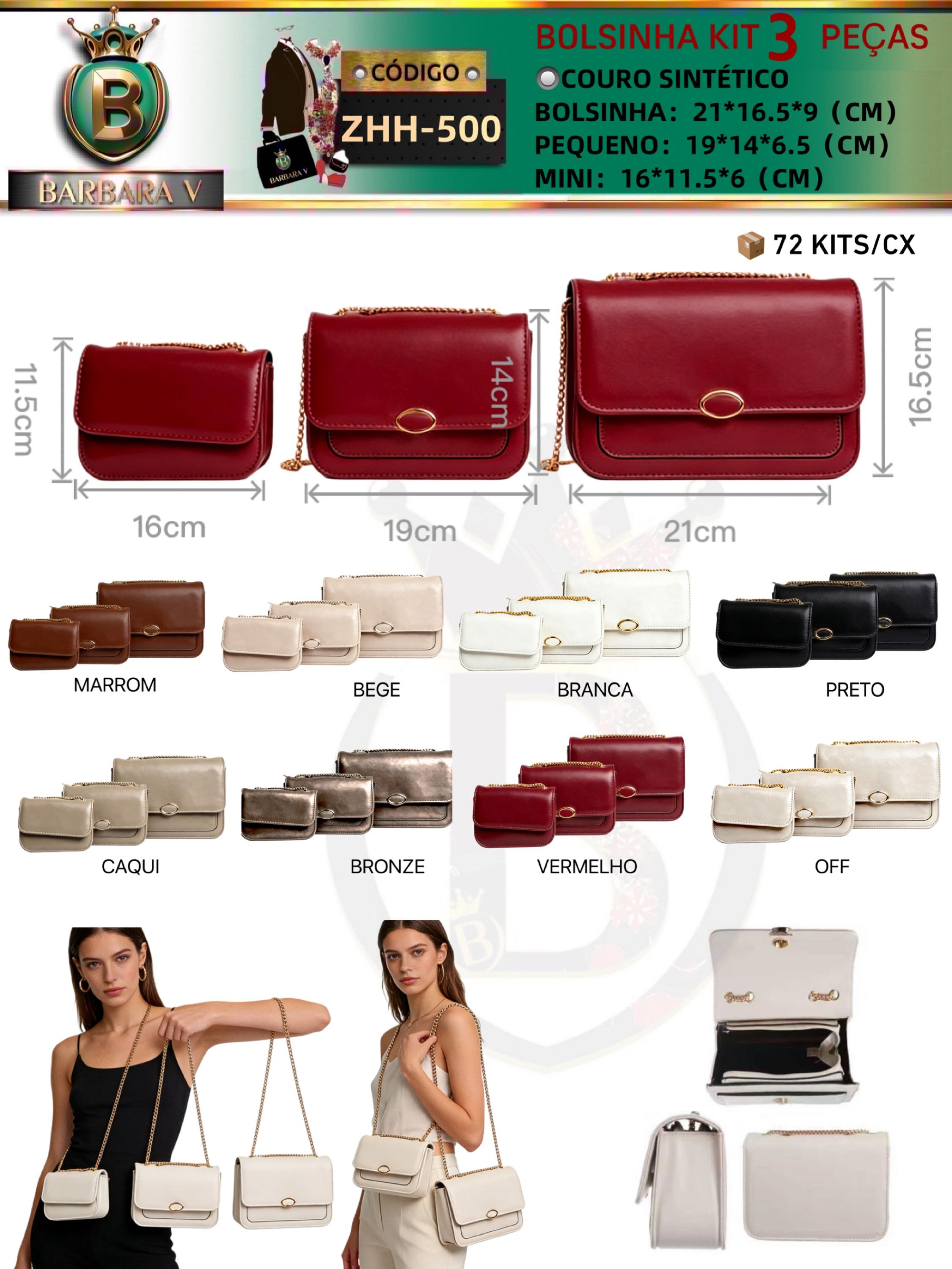 BARBARA V BOLSAS/Kit bolsinha 3 peças (ZHH-500)