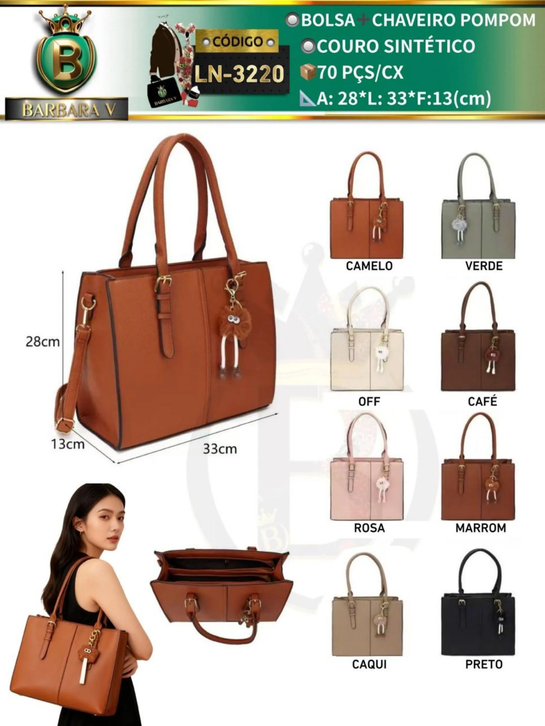 BARBARA V BOLSAS/bolsa feminina com chaveiro (LN-3220)