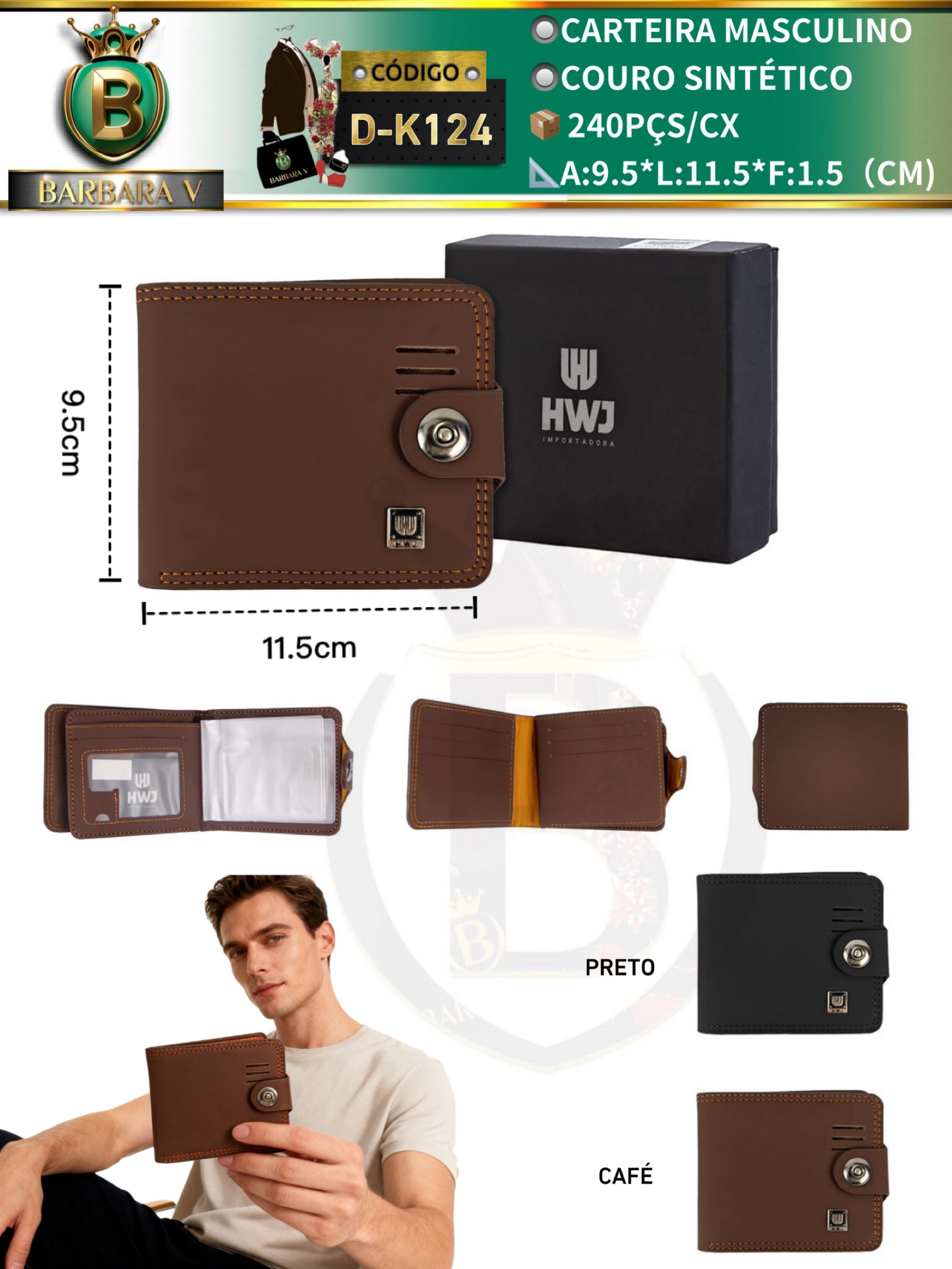 BARBARA V BOLSAS/carteira masculino (D-K124)