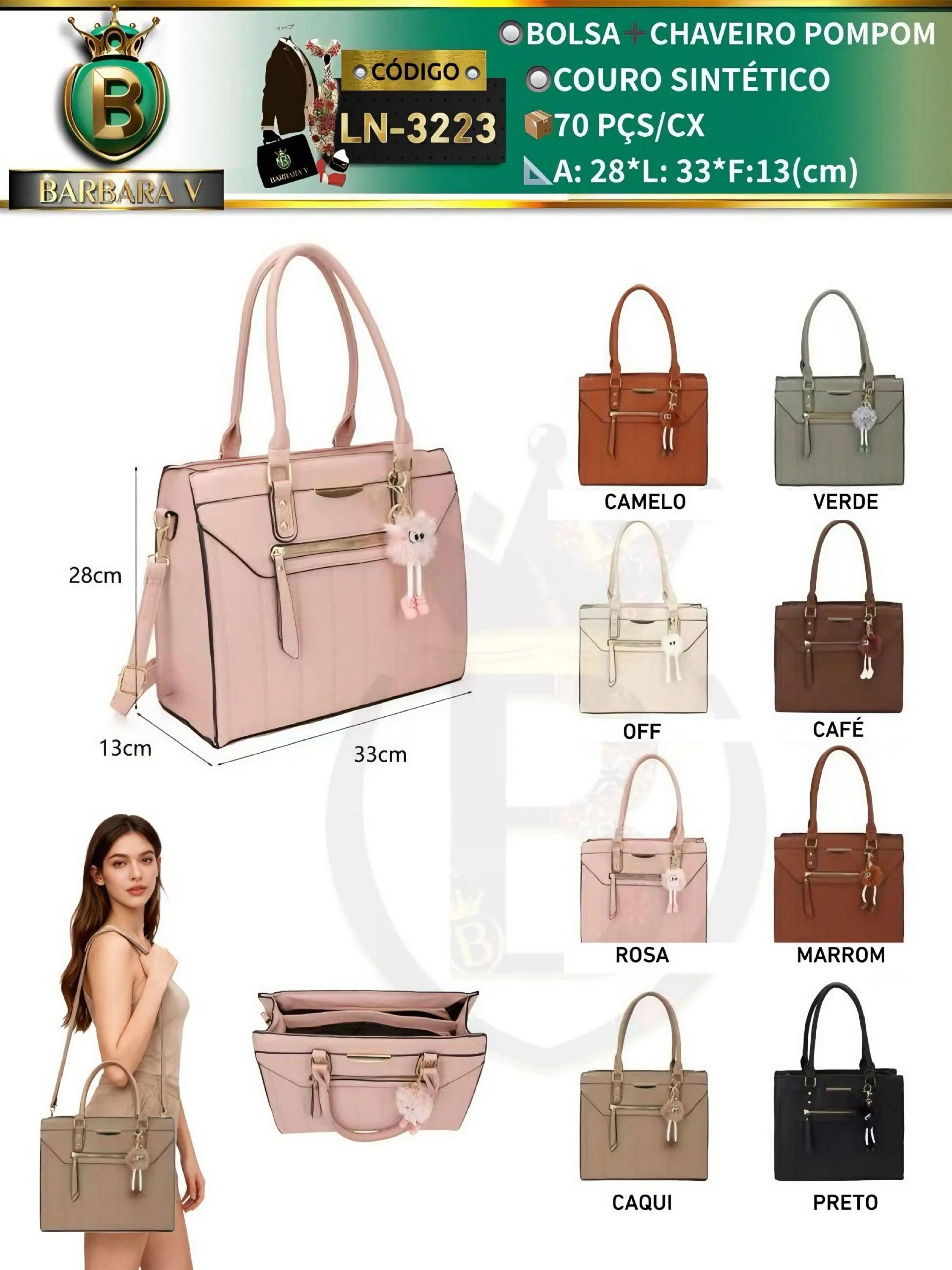 BARBARA V BOLSAS/bolsa feminina com chaveiro(LN-3223)