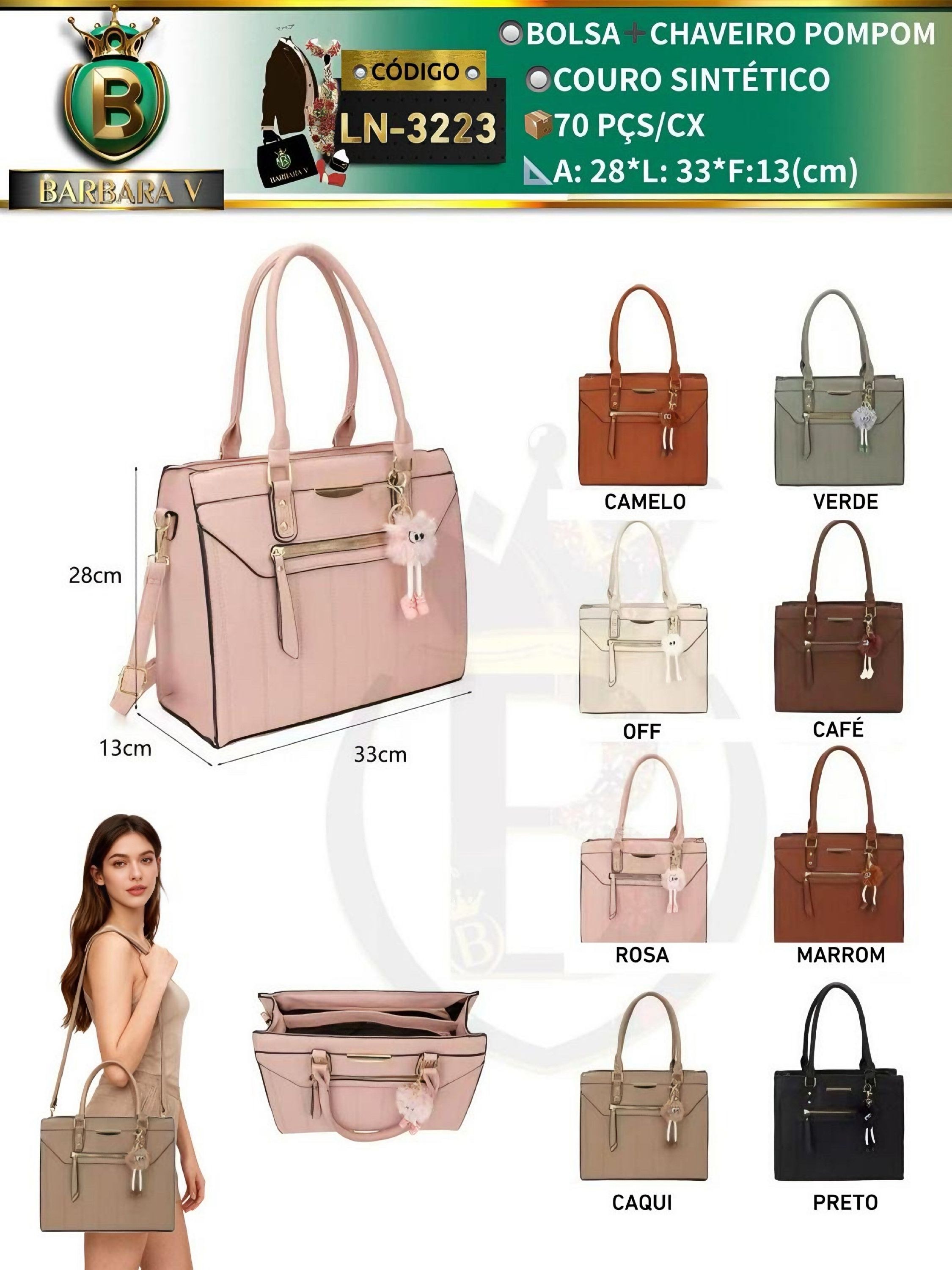 BARBARA V BOLSAS/bolsa feminina com chaveiro(LN-3223)
