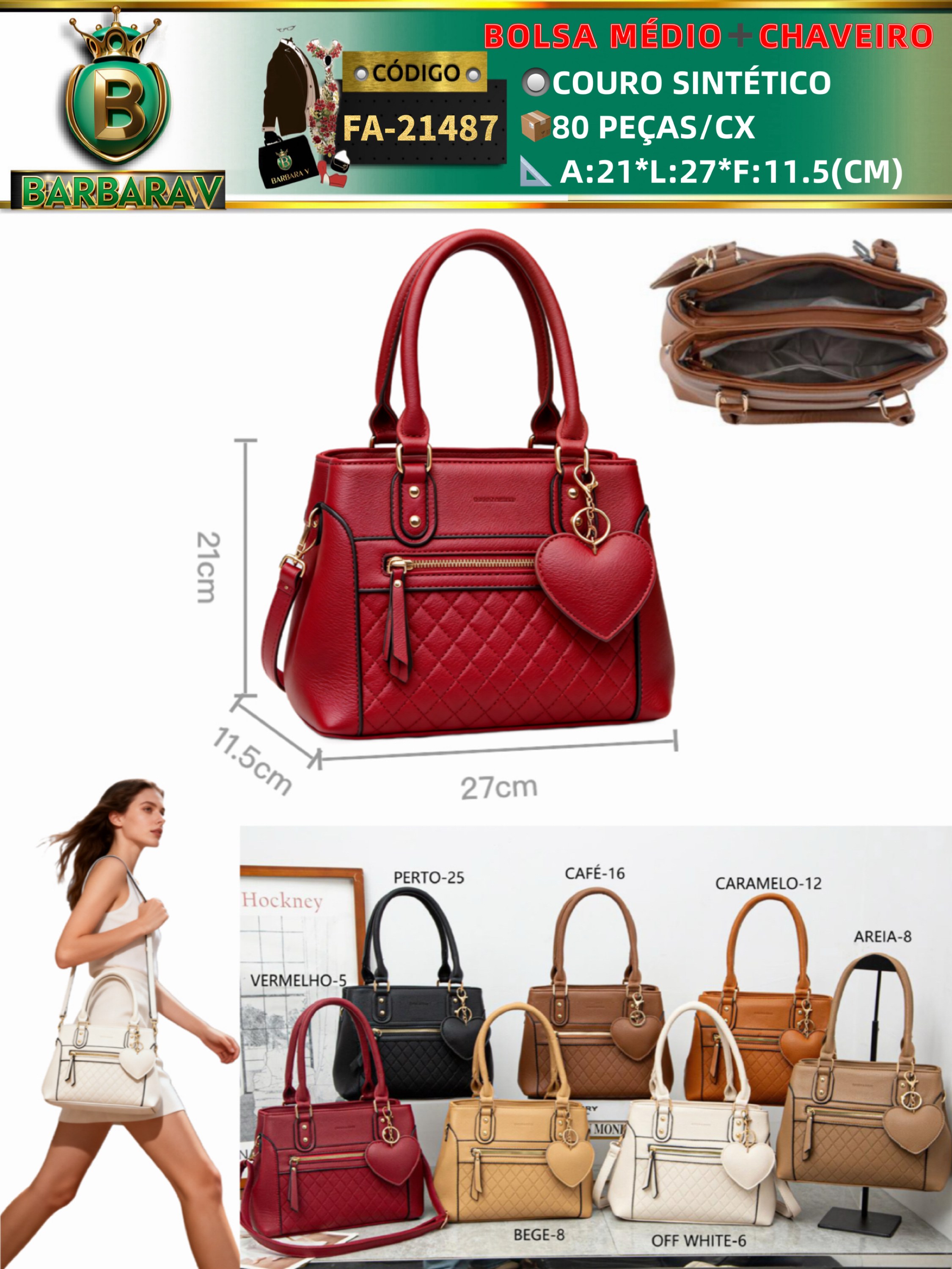 BARBARA V BOLSAS/Bolsa médio feminina (FA-21487)