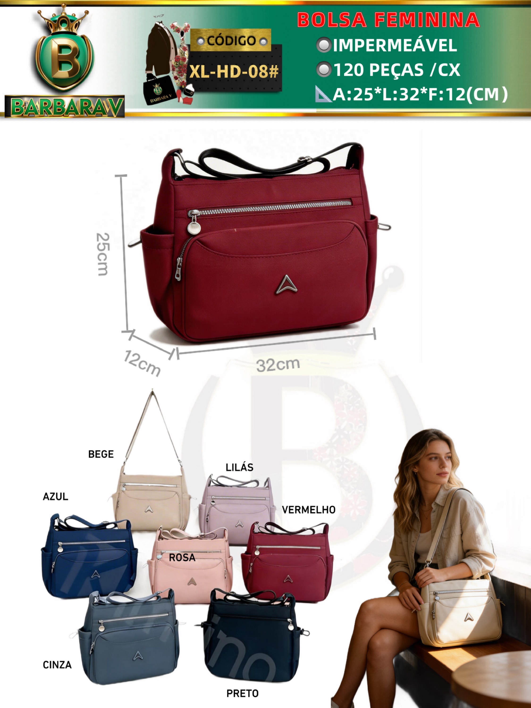 BARBARA V BOLSAS/Bolsa feminina(XL-HD-08#)