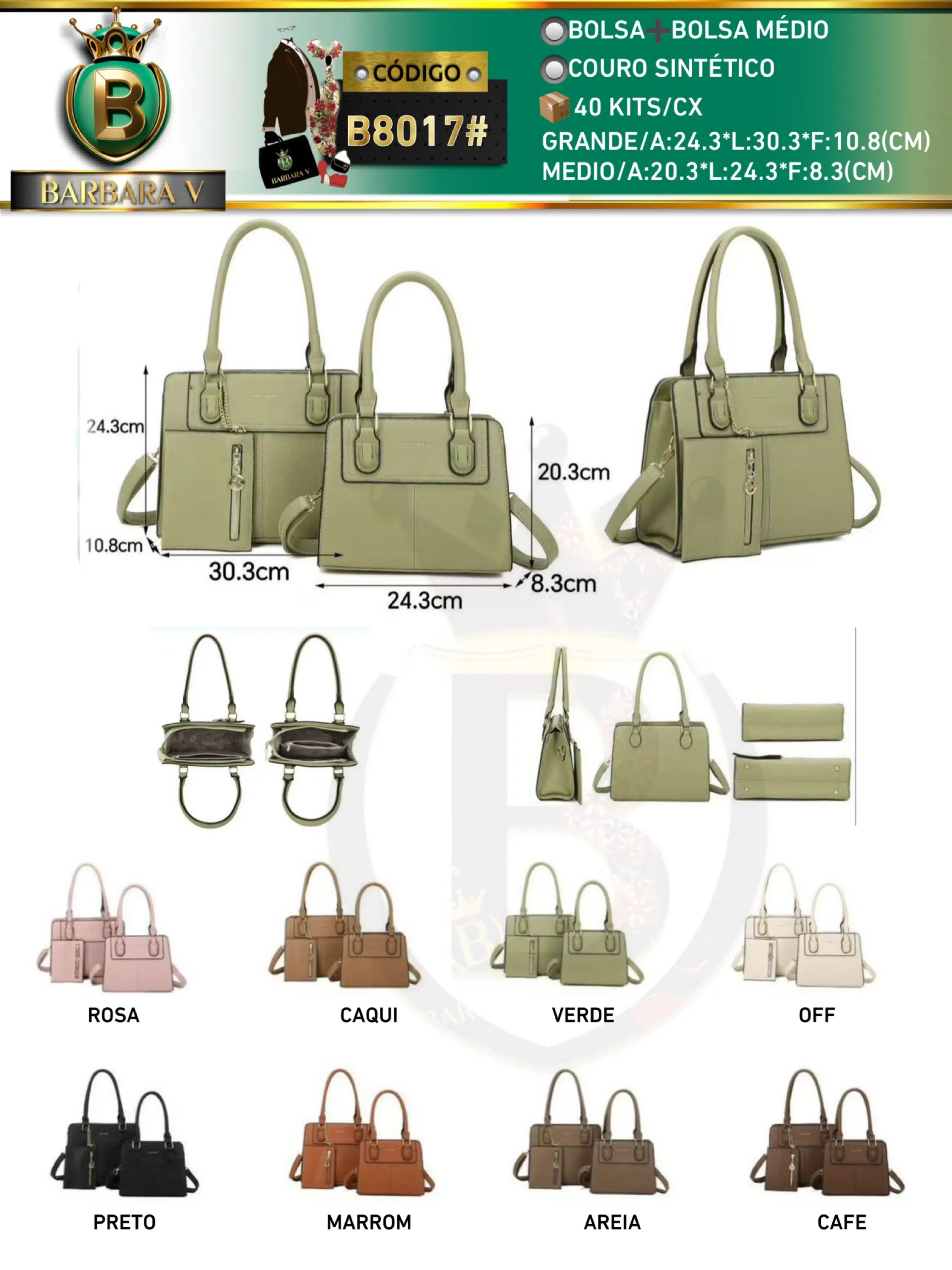 BARBARA V BOLSAS/Kit bolsa+bolsa médio(B8017#)