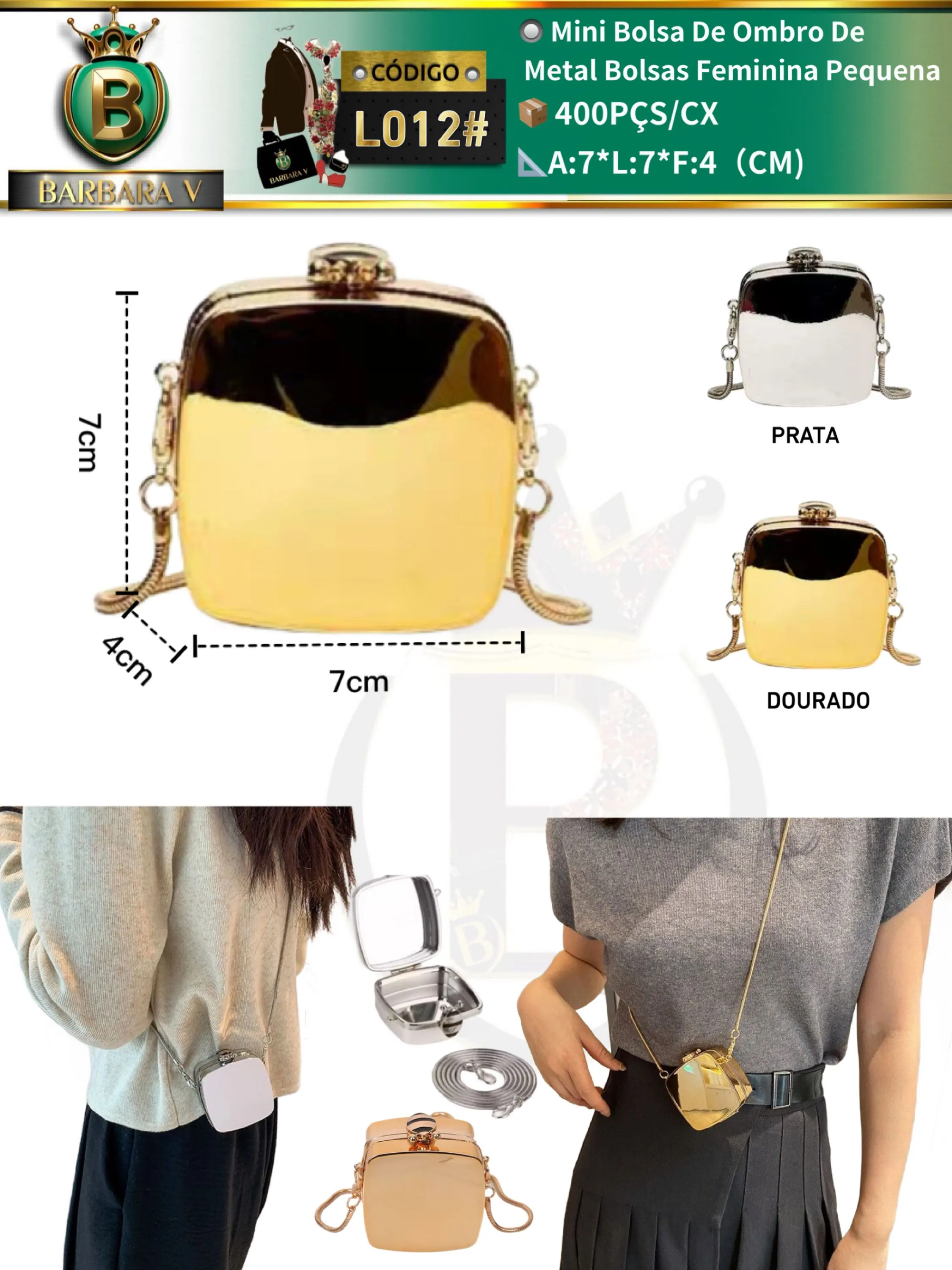 BARBARA V BOLSAS/Mini Bolsa De Ombro De Metal (L012#)