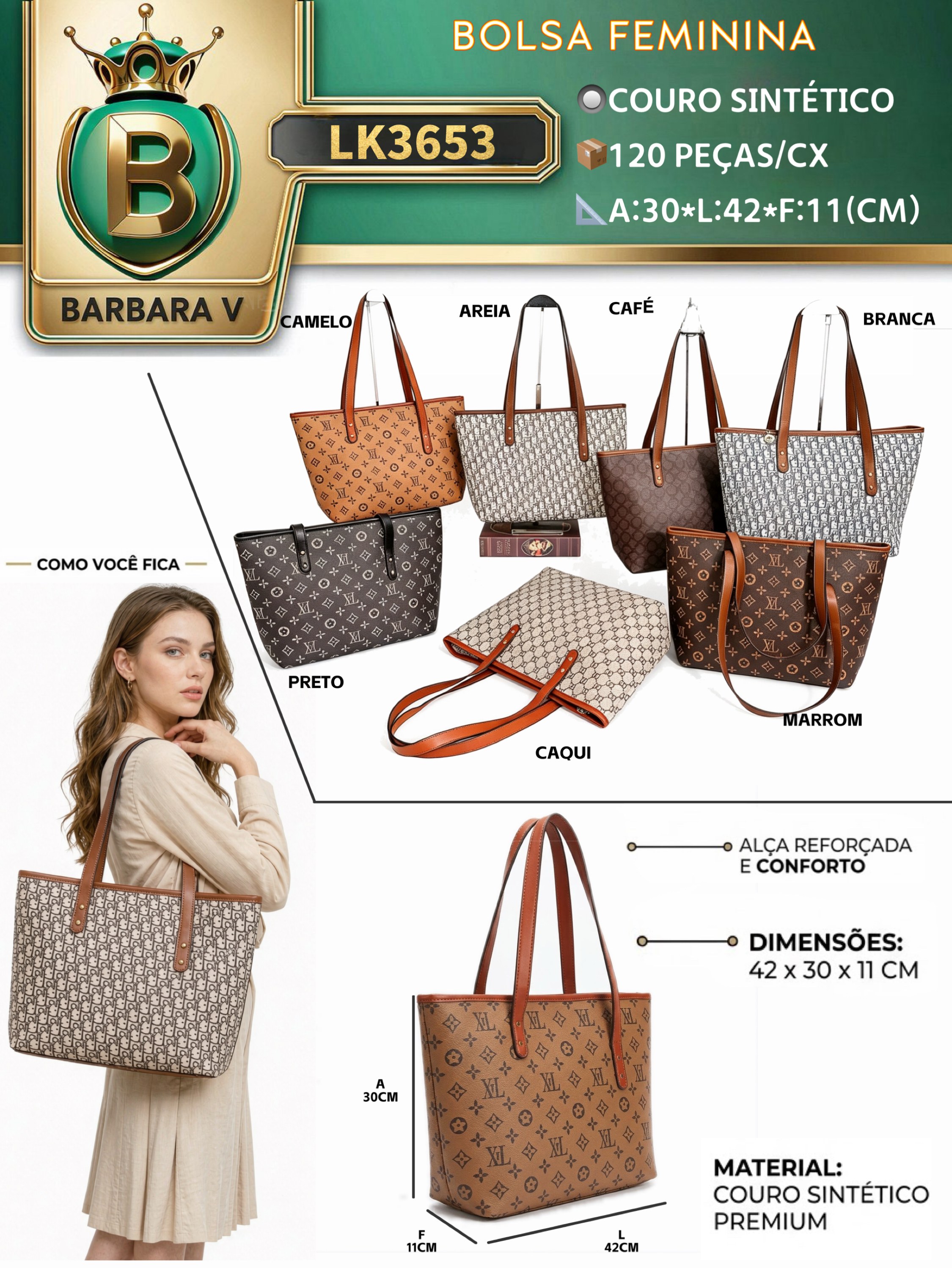 BARBARA V BOLSAS/  bolsa feminina (LK3653)